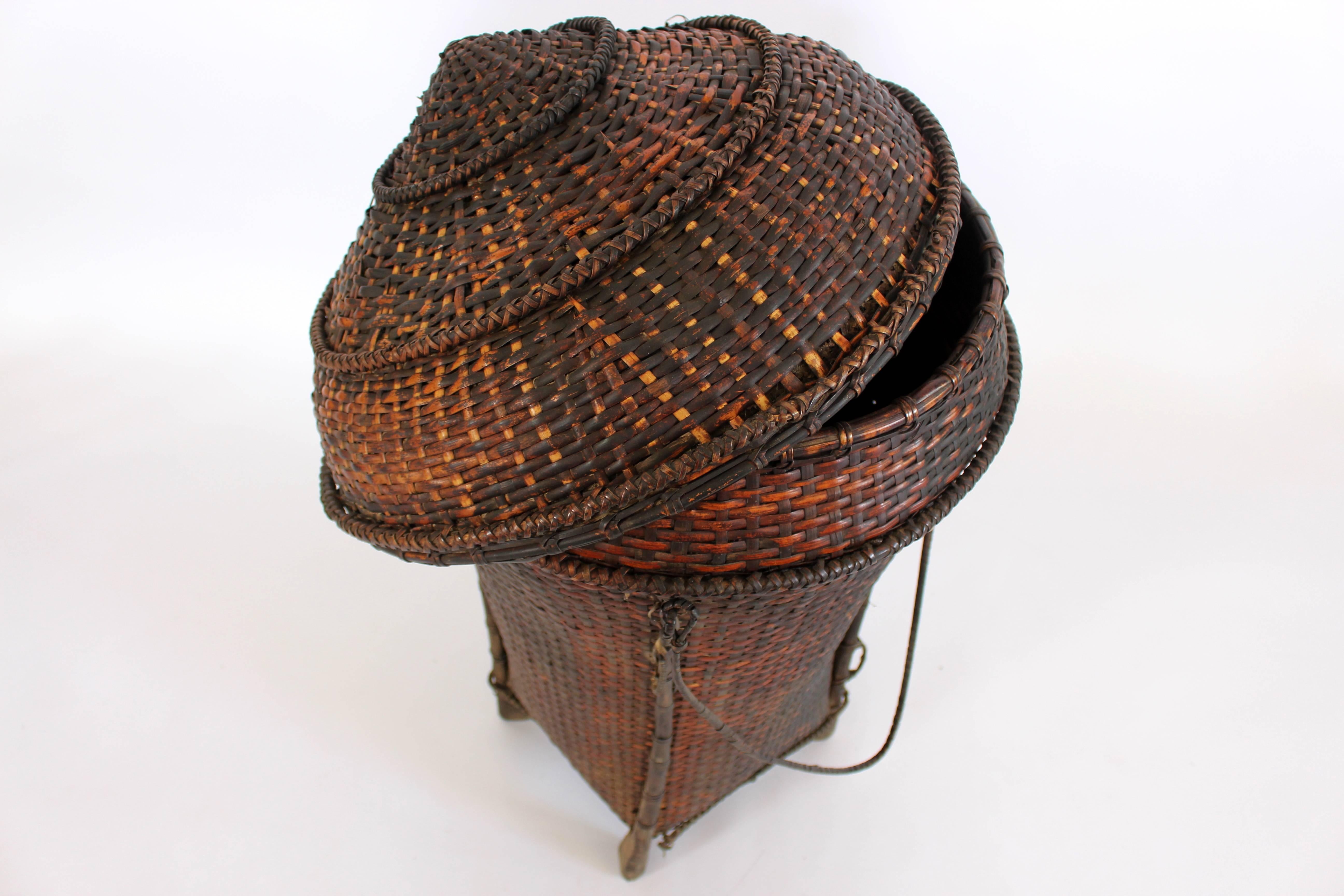 Hand-Woven Woven Storage Basket with Lid