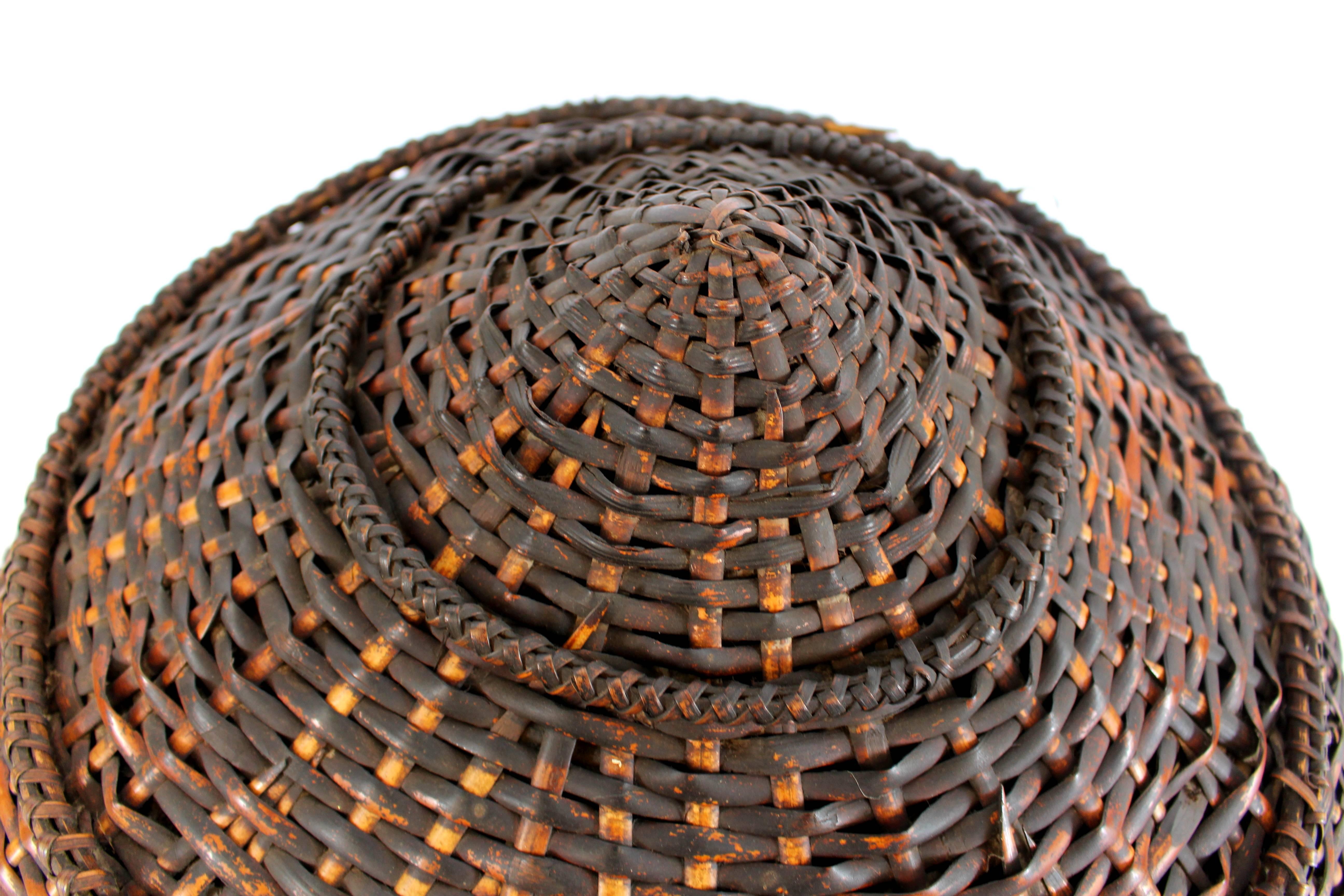 20th Century Woven Storage Basket with Lid