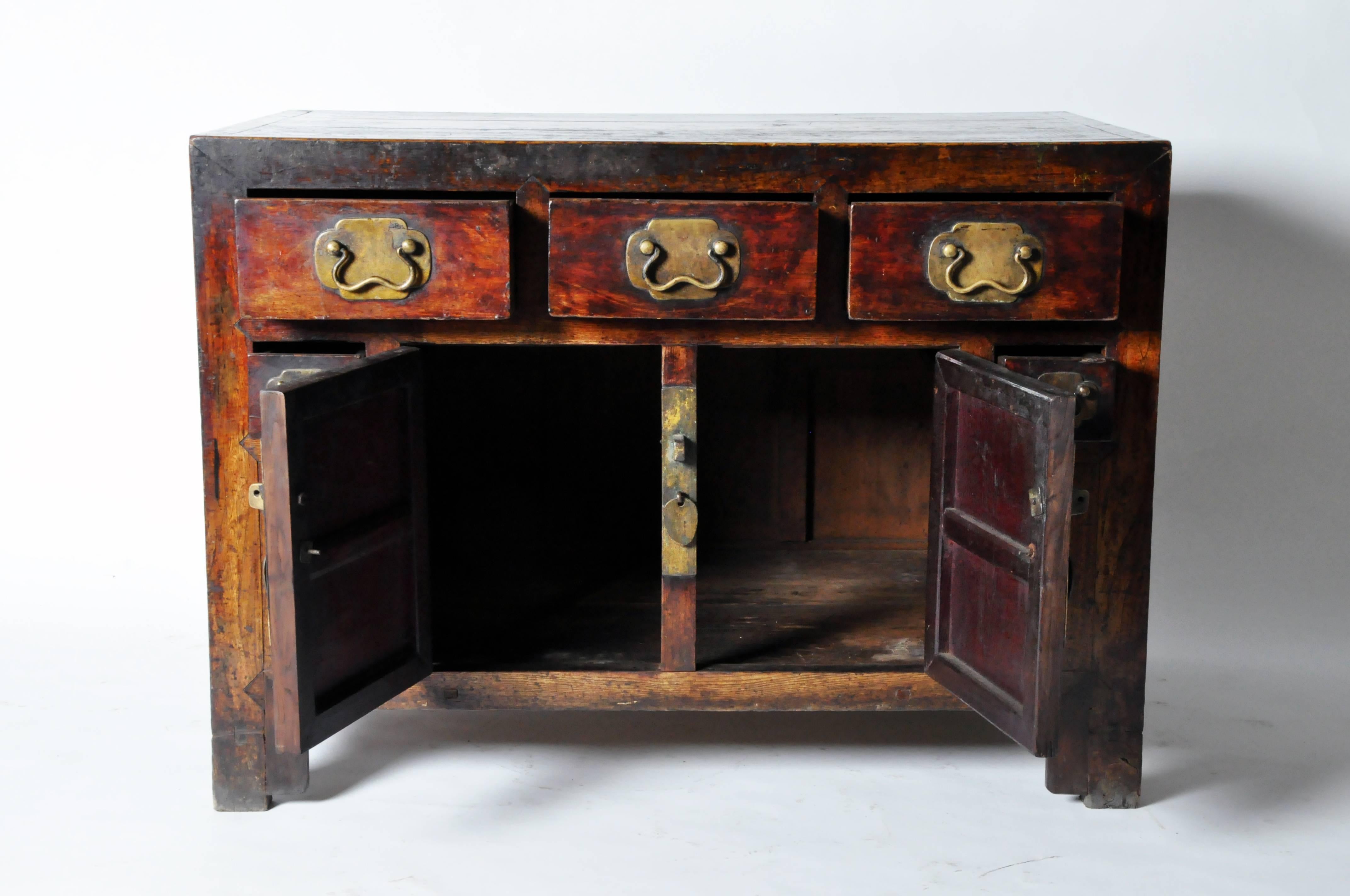 Chinese Square Corner Five-Drawer Coffer In Good Condition In Chicago, IL
