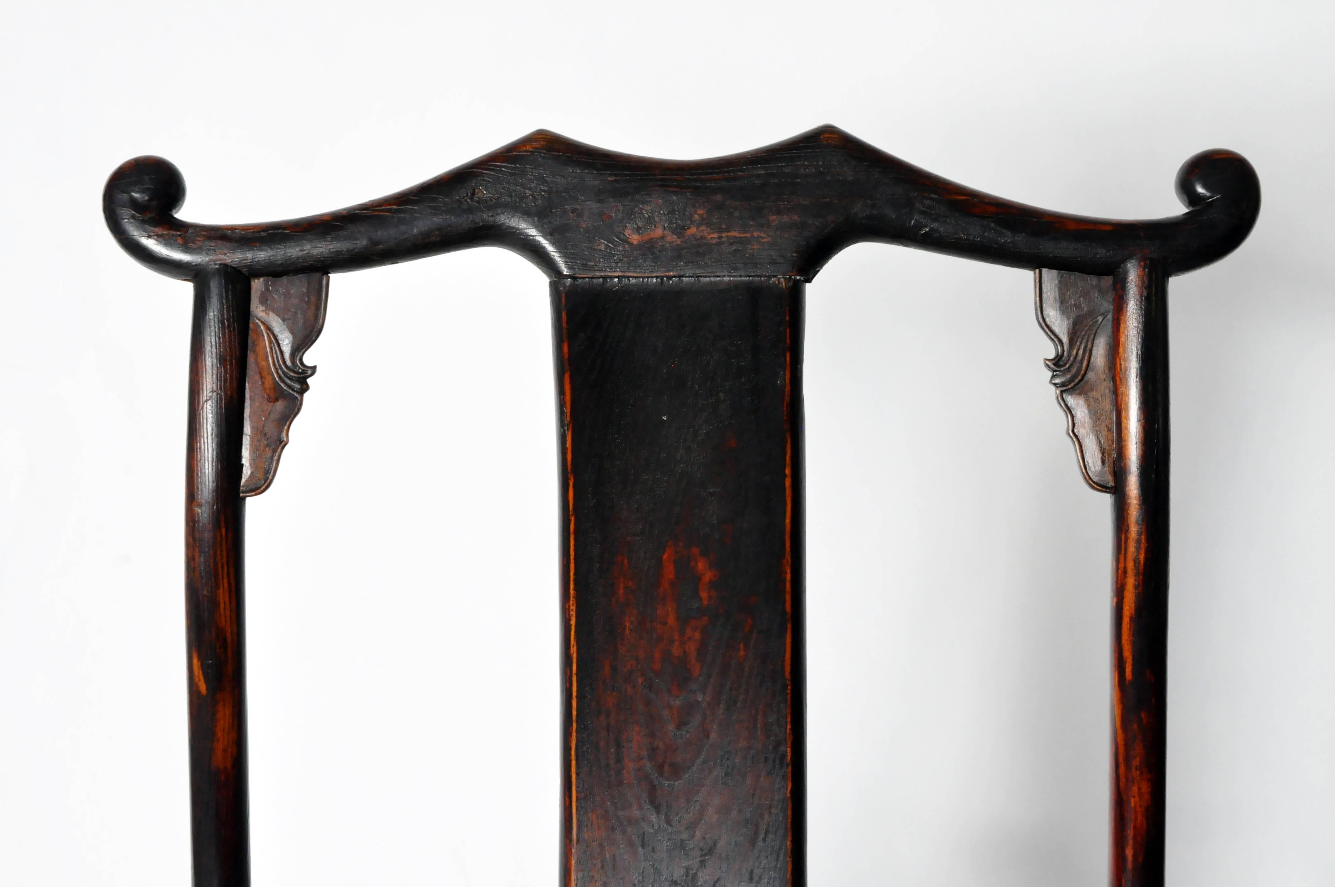 Elm Pair of Ming Dynasty Style Yoke-Back Armchairs