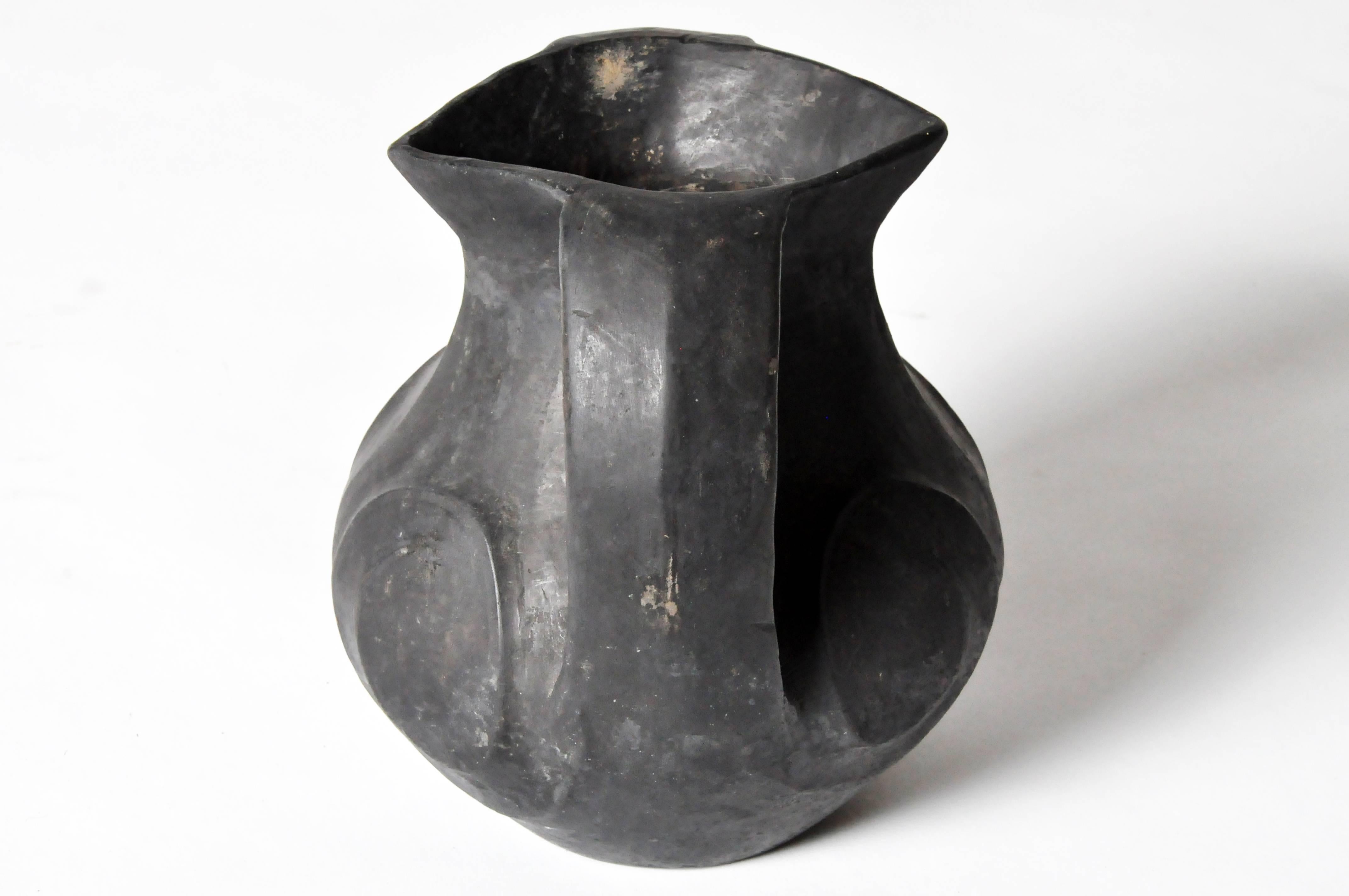 Ceramic Two-Handled Blackware Vase