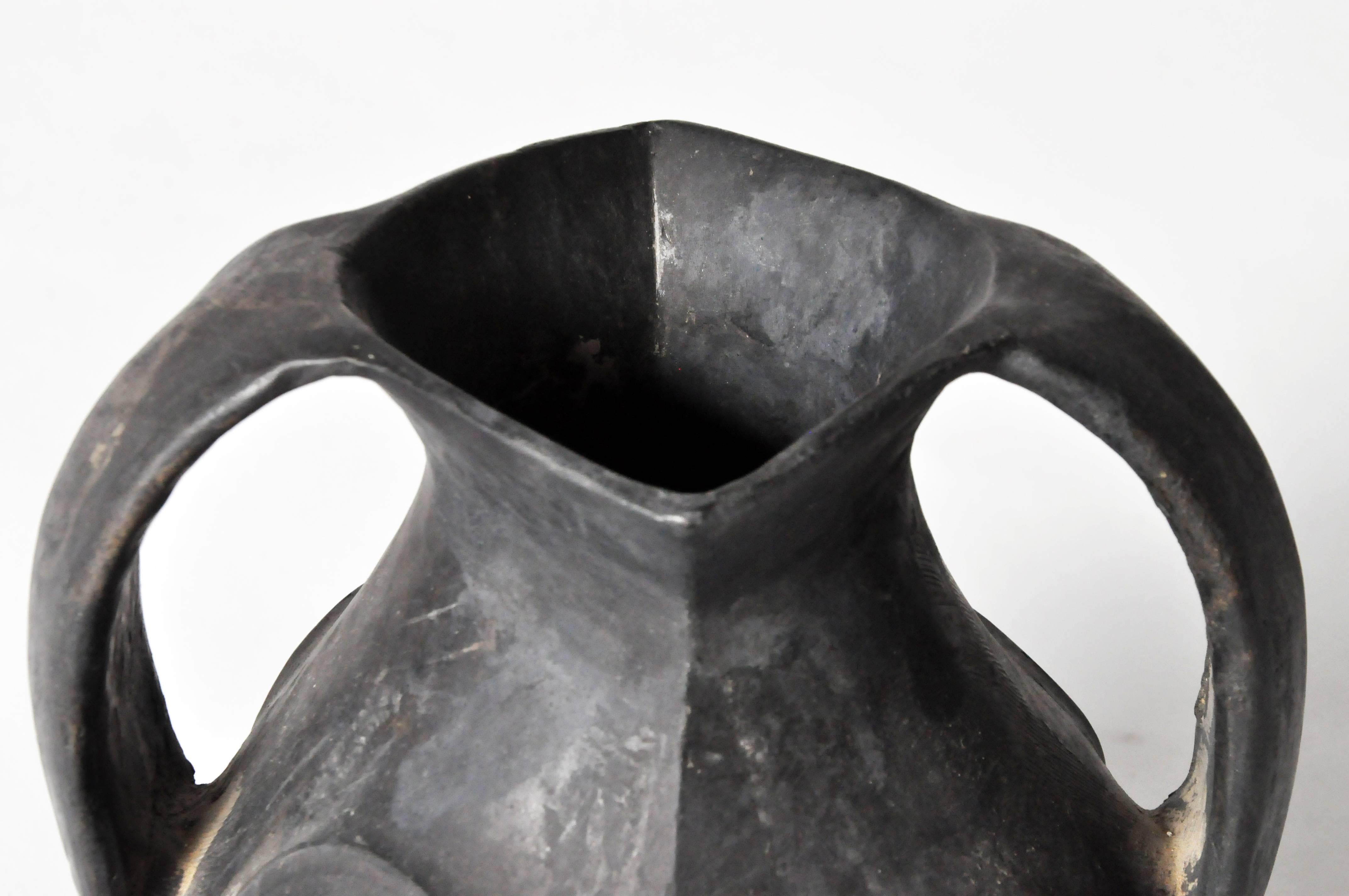 South American Two-Handled Blackware Vase