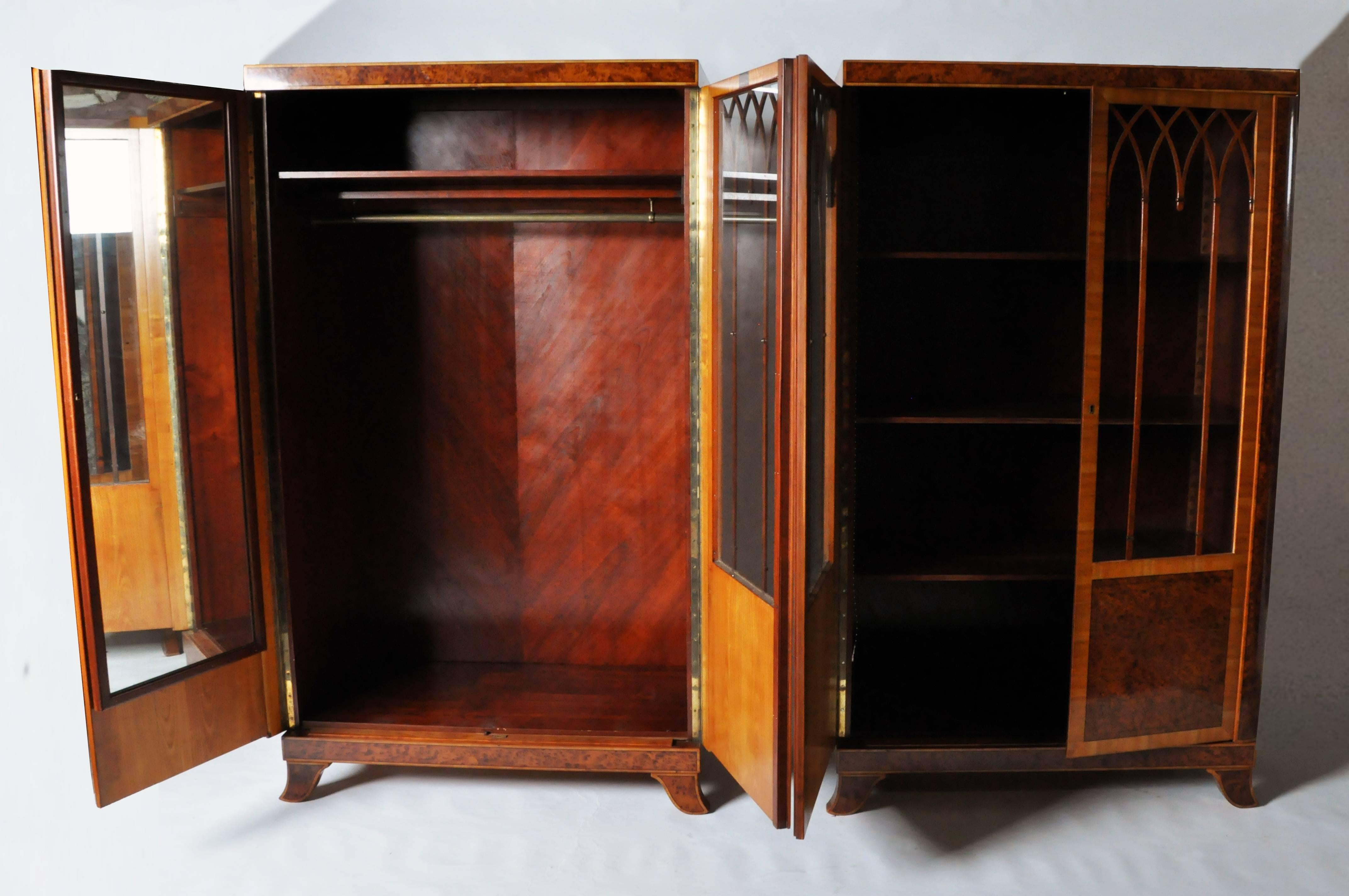 In 1864, Károly Lingel and Sons Lumbergoods and furniture factory opened its doors, however it wasn’t until the early 20th century that they began producing furniture. These exquisite cabinets feature pairs of glazed doors with handsomely detailed