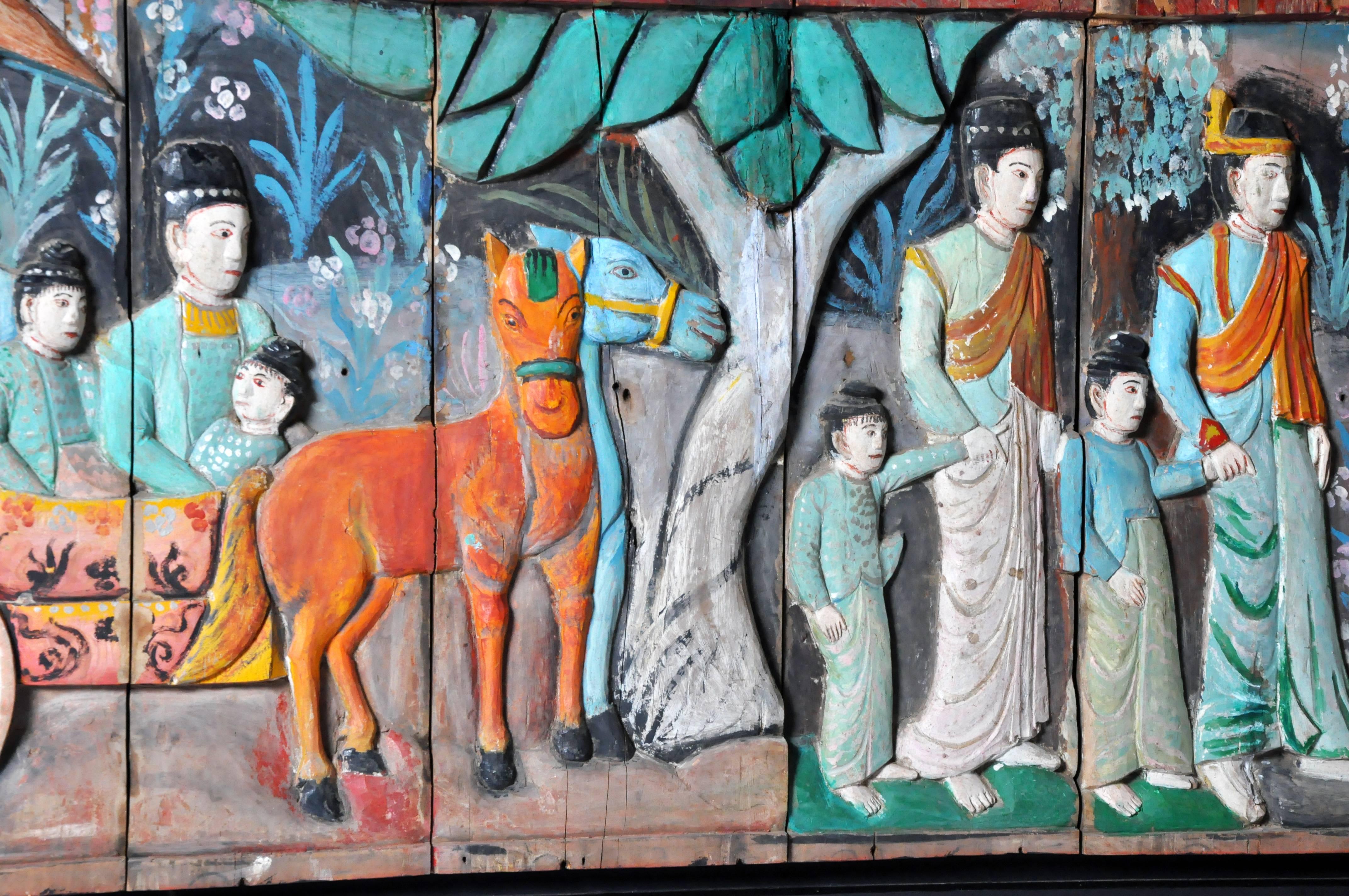 Southeast Asian Hand-Painted Figural Panel 2