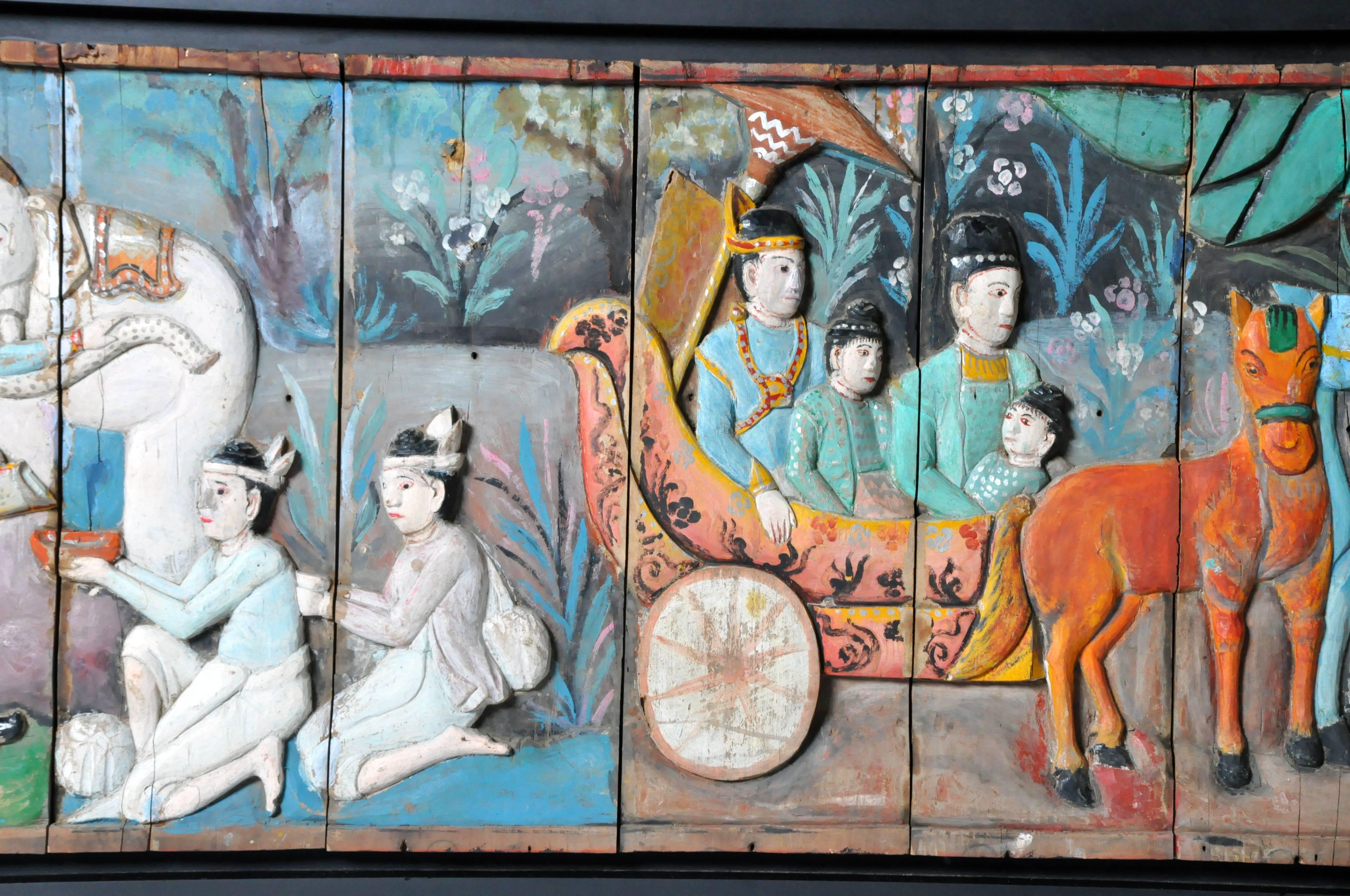 Southeast Asian Hand-Painted Figural Panel 1