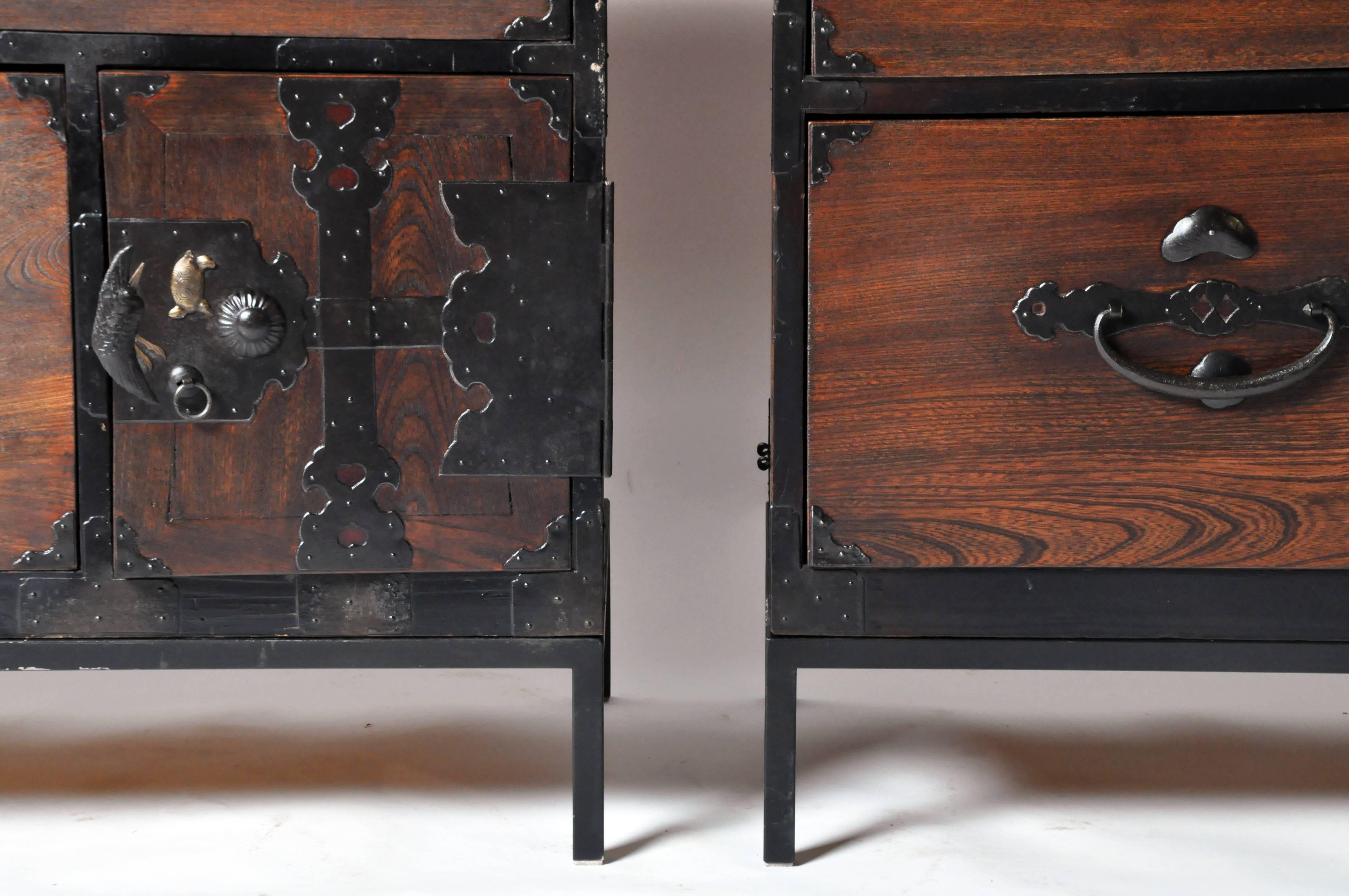 Pair of Tansu Chests on Iron Bases 2