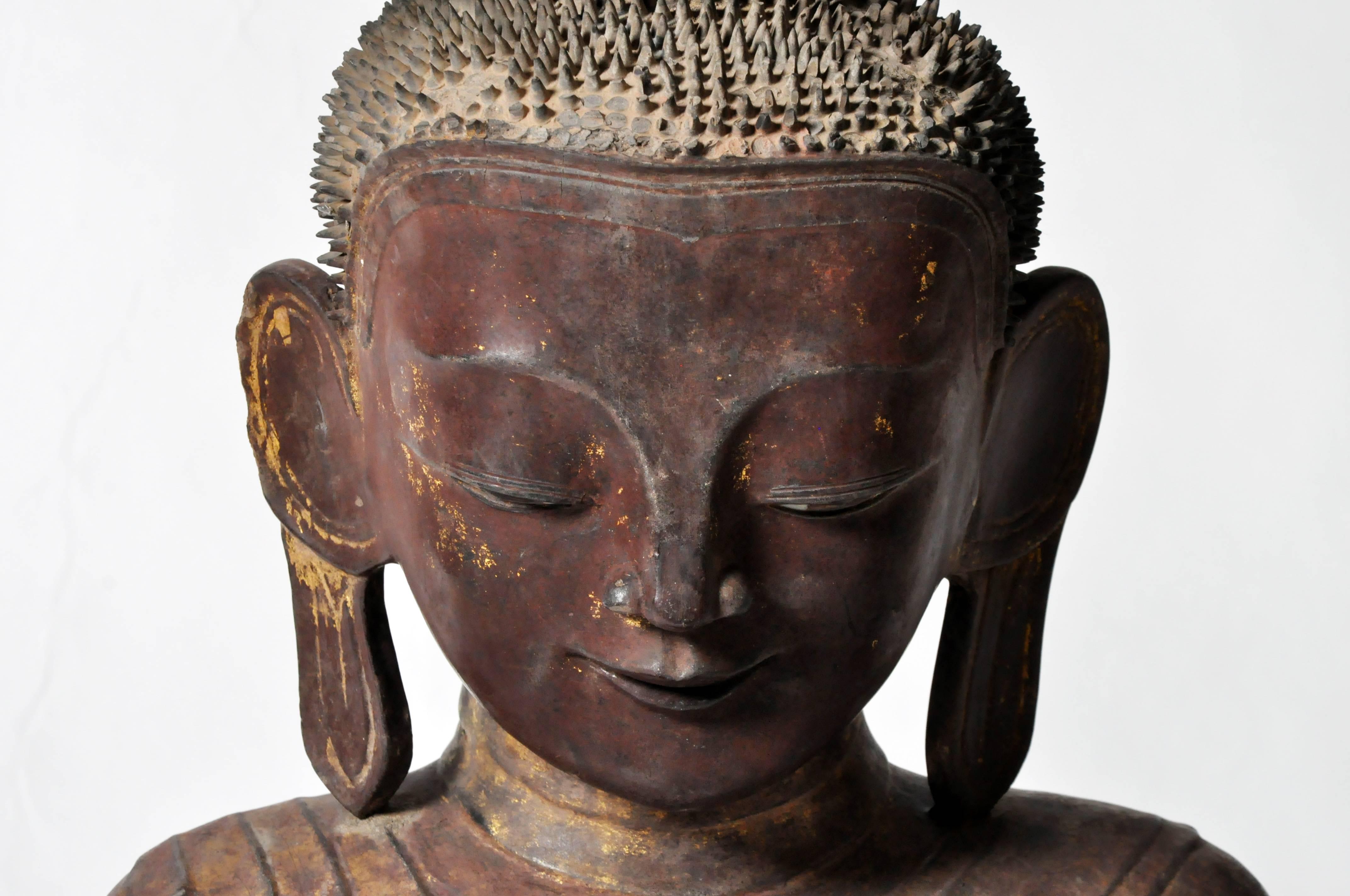 Gold Leaf Shan Burmese Buddha Figure For Sale