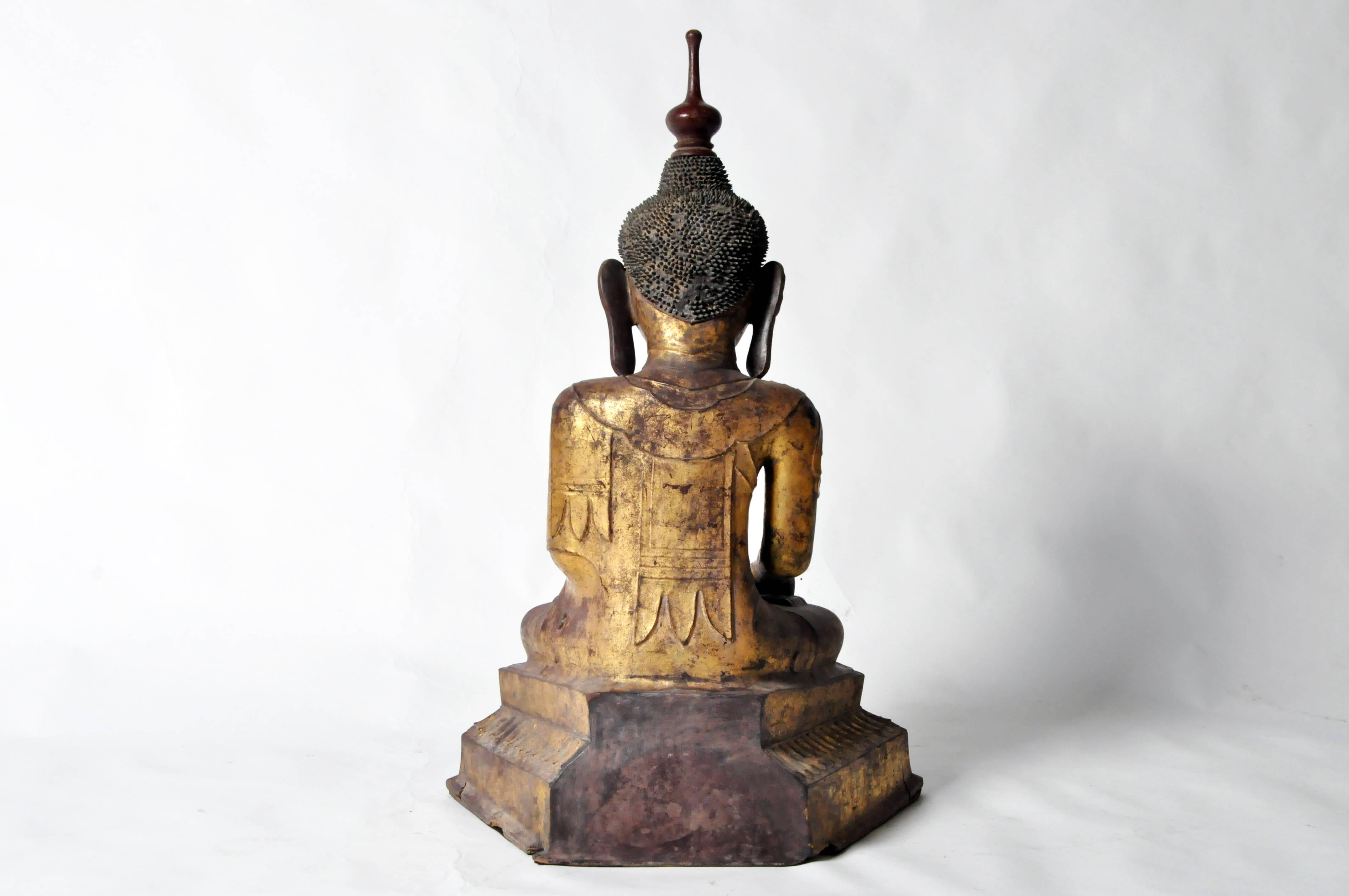 Shan Burmese Buddha Figure In Good Condition For Sale In Chicago, IL