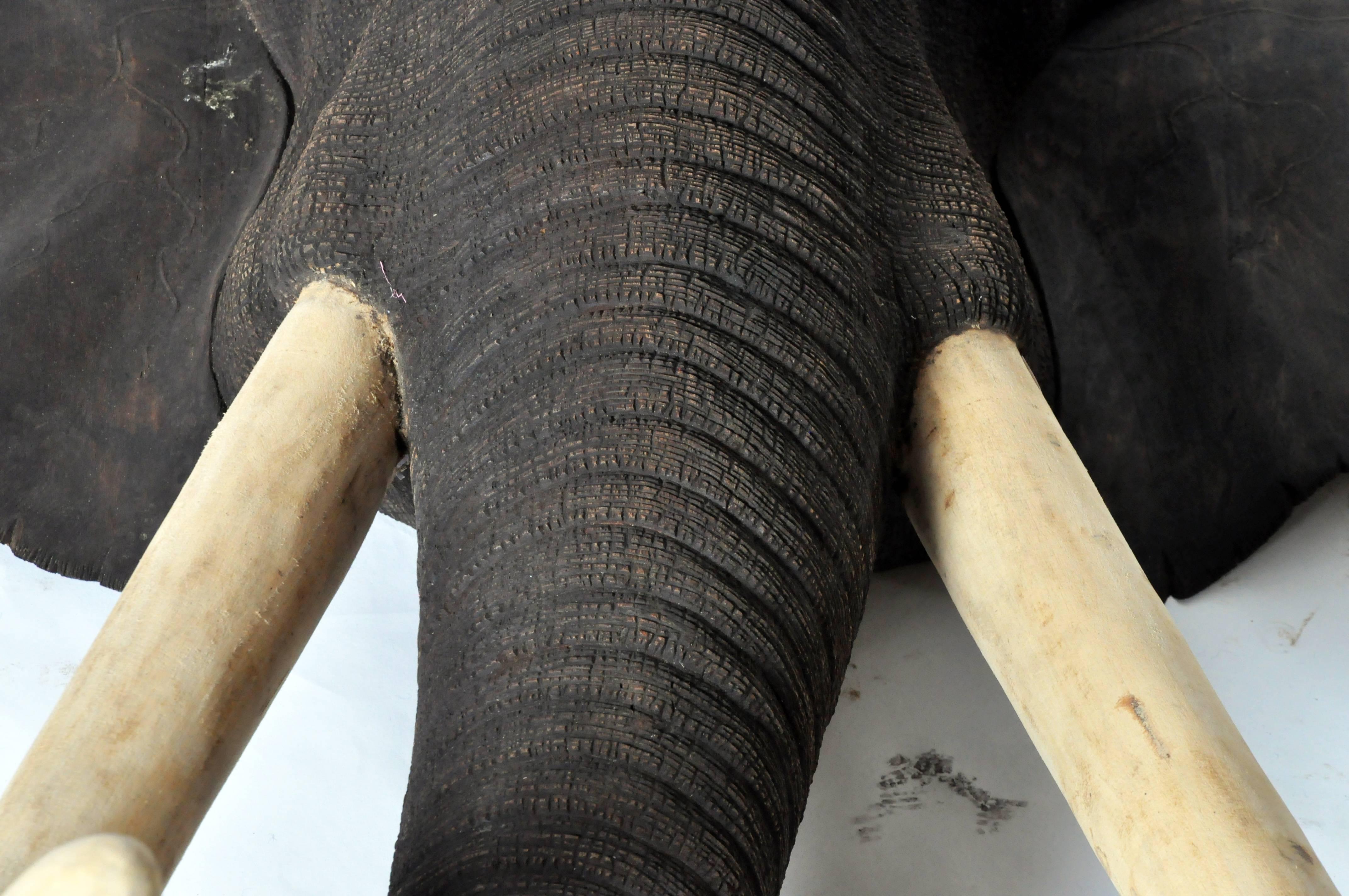 Contemporary Hand-Carved Elephant Head