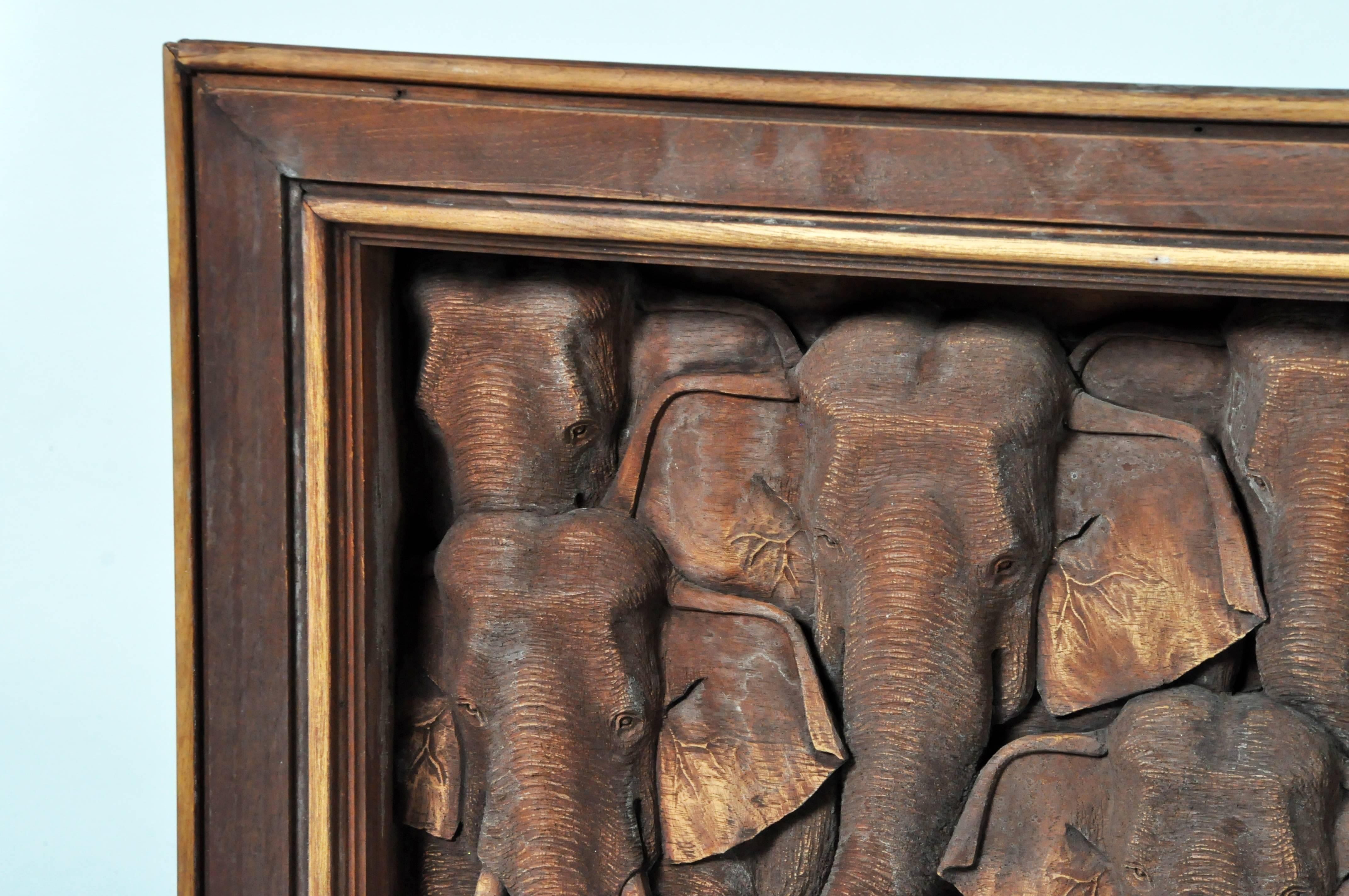 Thai Hand-Carved Herd of Elephants