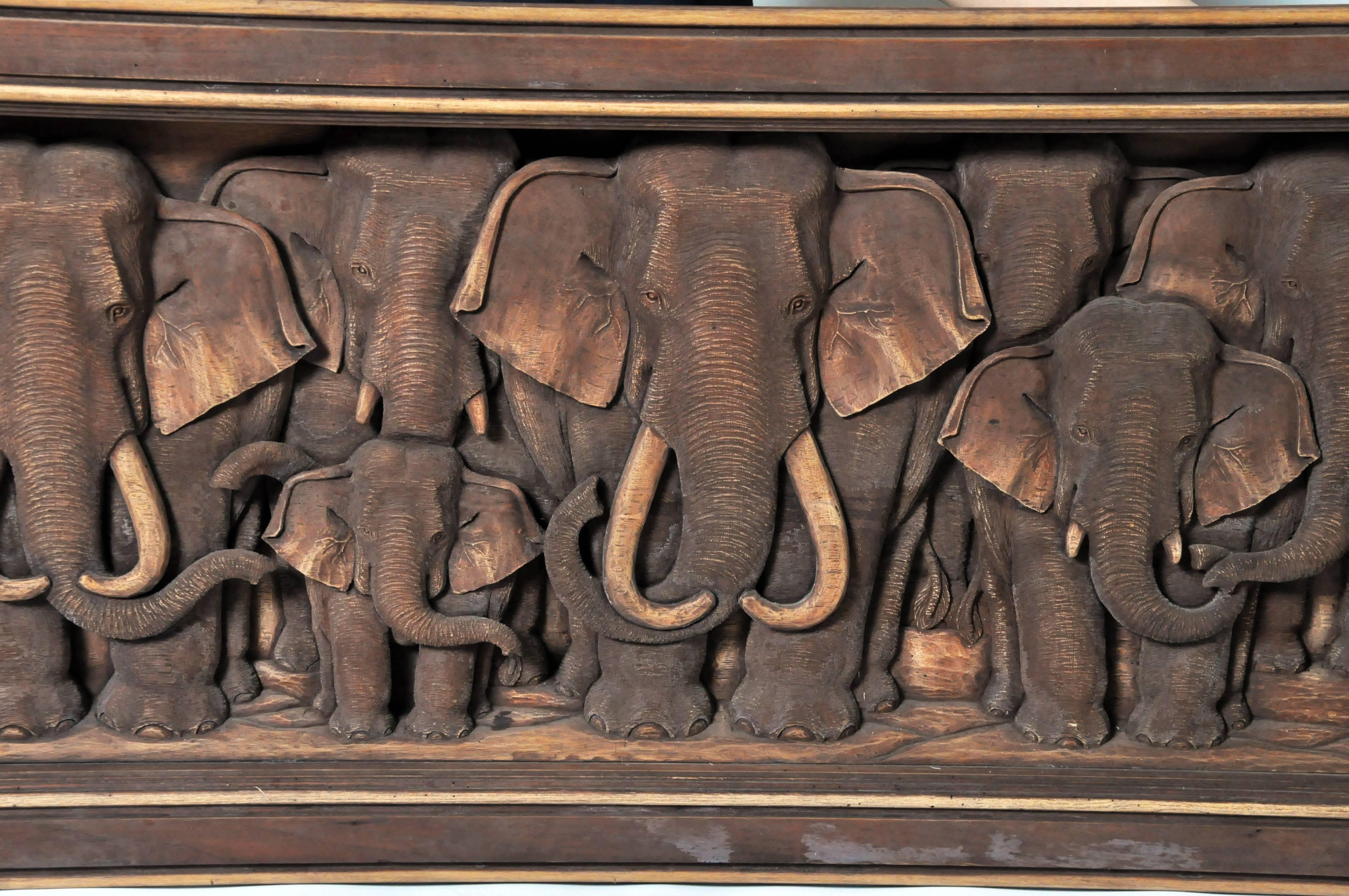 Hand-Carved Herd of Elephants In Excellent Condition In Chicago, IL
