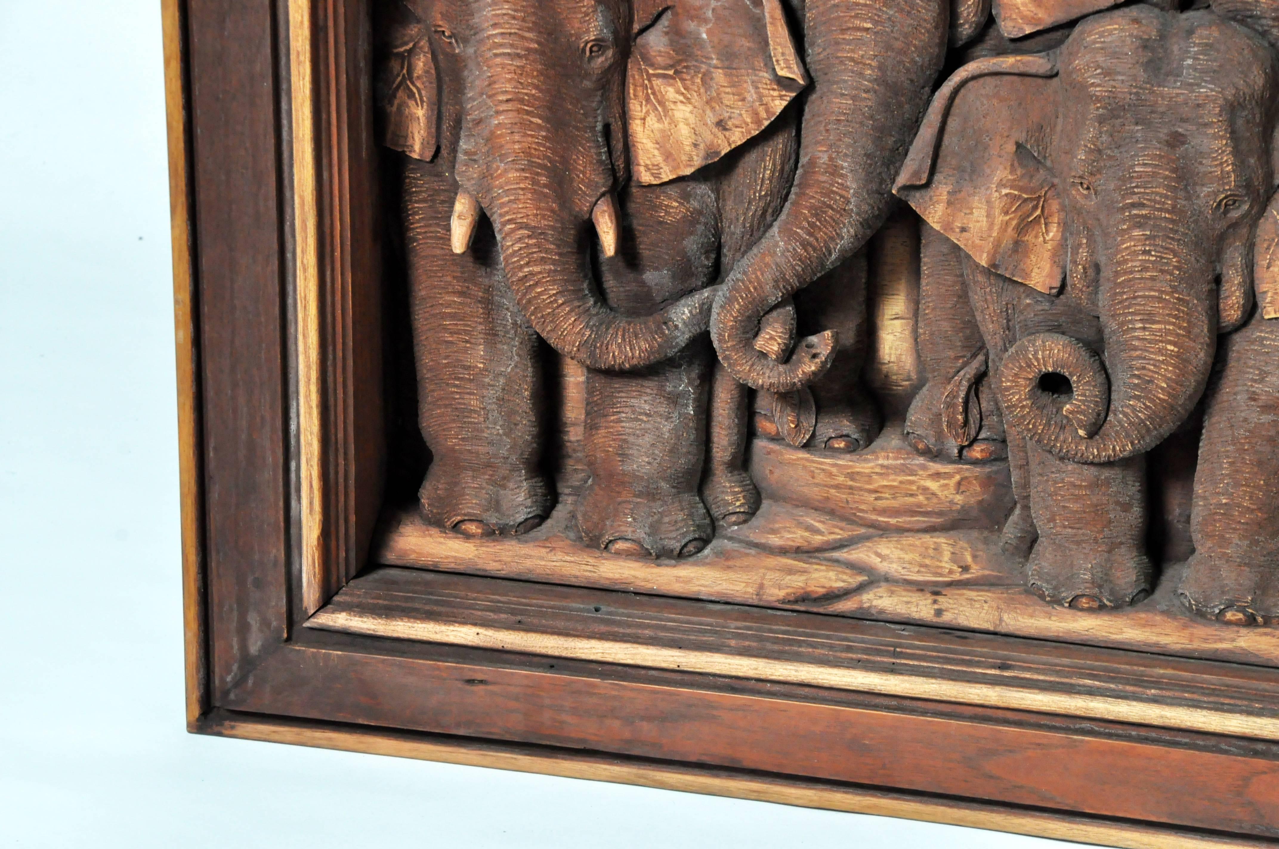 Hand-Carved Herd of Elephants 2