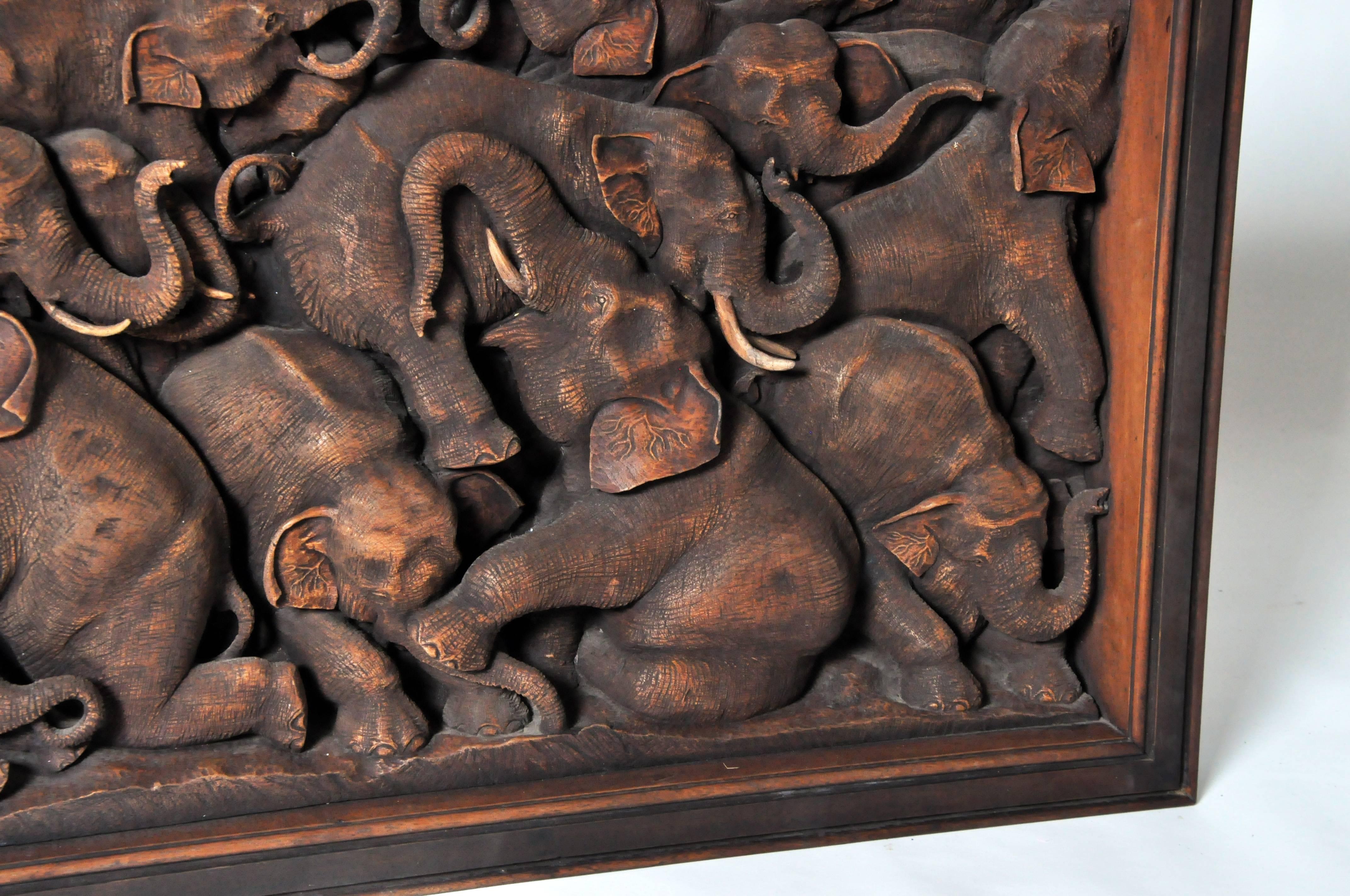 Hand-Carved Herd of Elephants 3