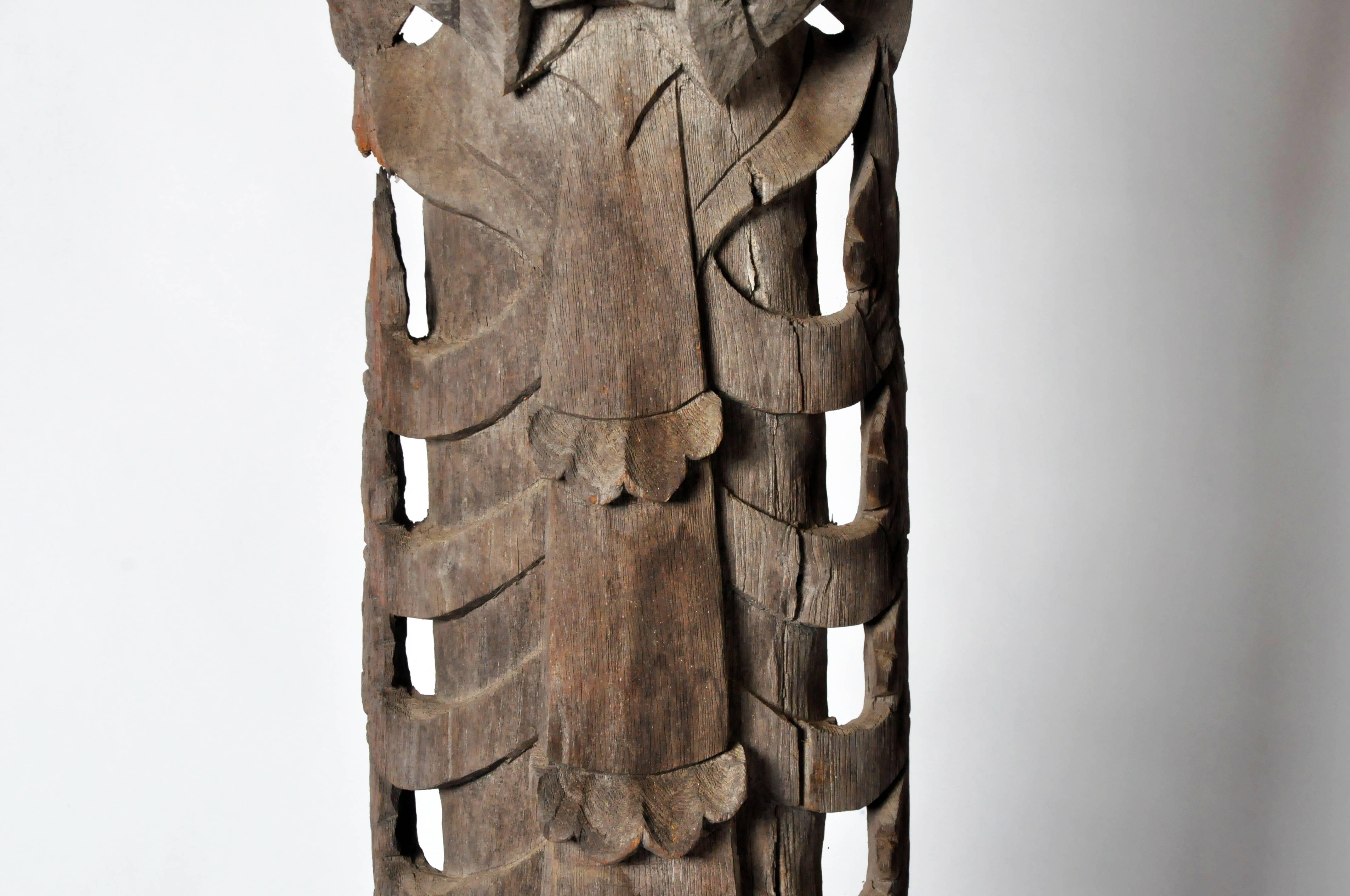 Carved Wooden Greeting Angel Sculpture