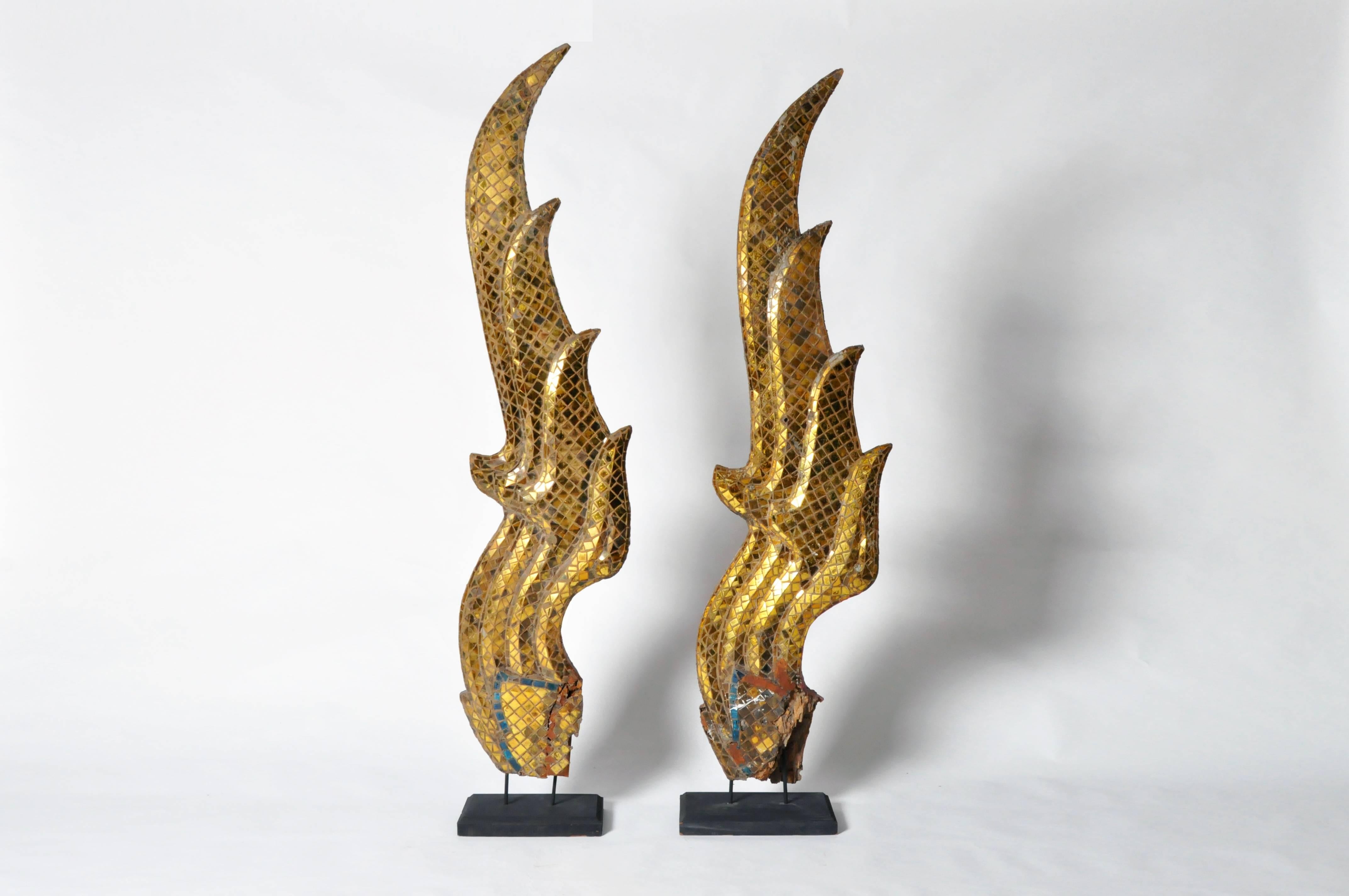 Thai Pair of Temple Naga Roof Ornaments