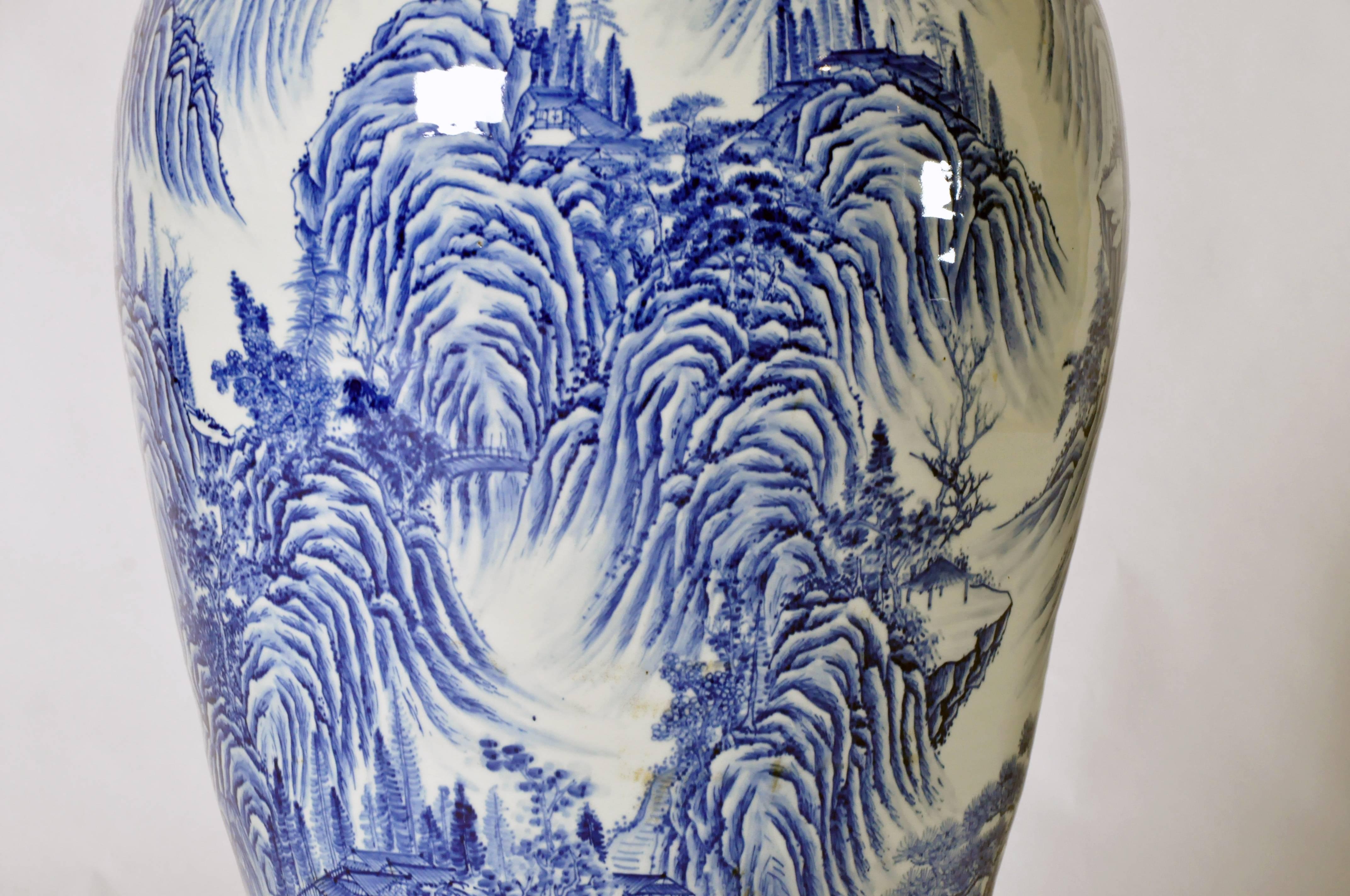 20th Century Japanese Blue and White Vase