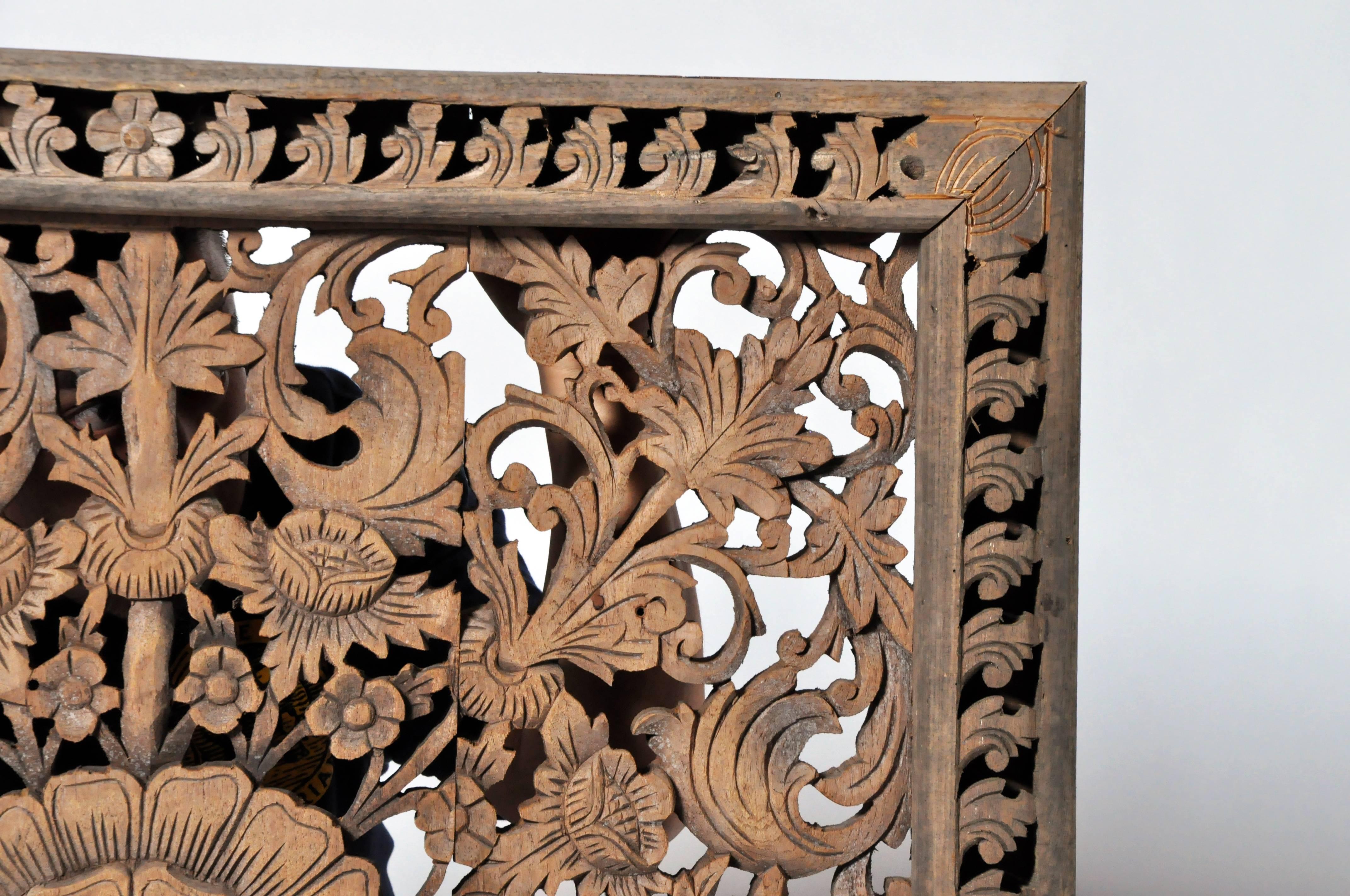 Southeast Asian Openwork Carved Panel In Excellent Condition In Chicago, IL