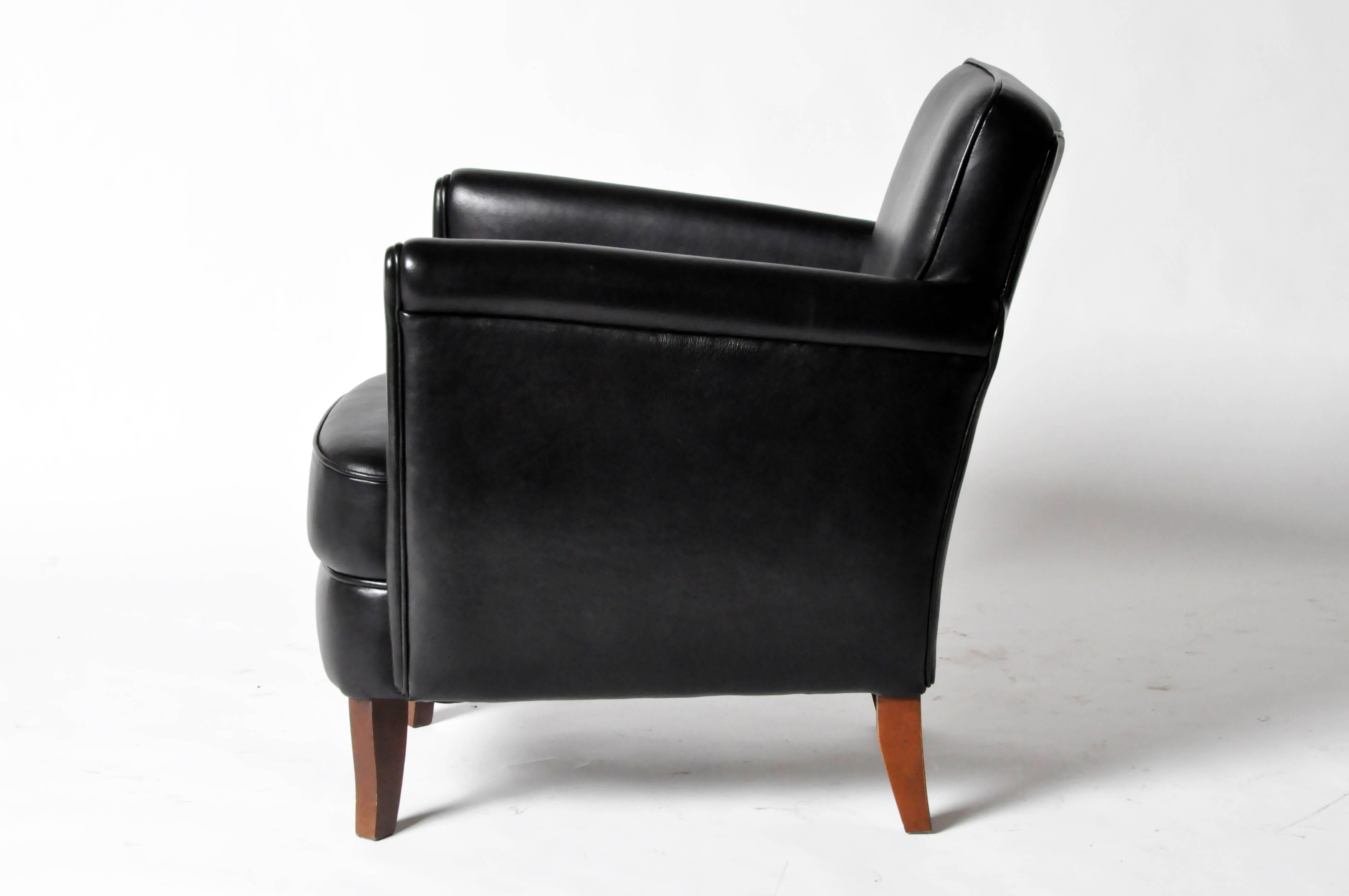 French Pair of Petite Leather Club Chairs