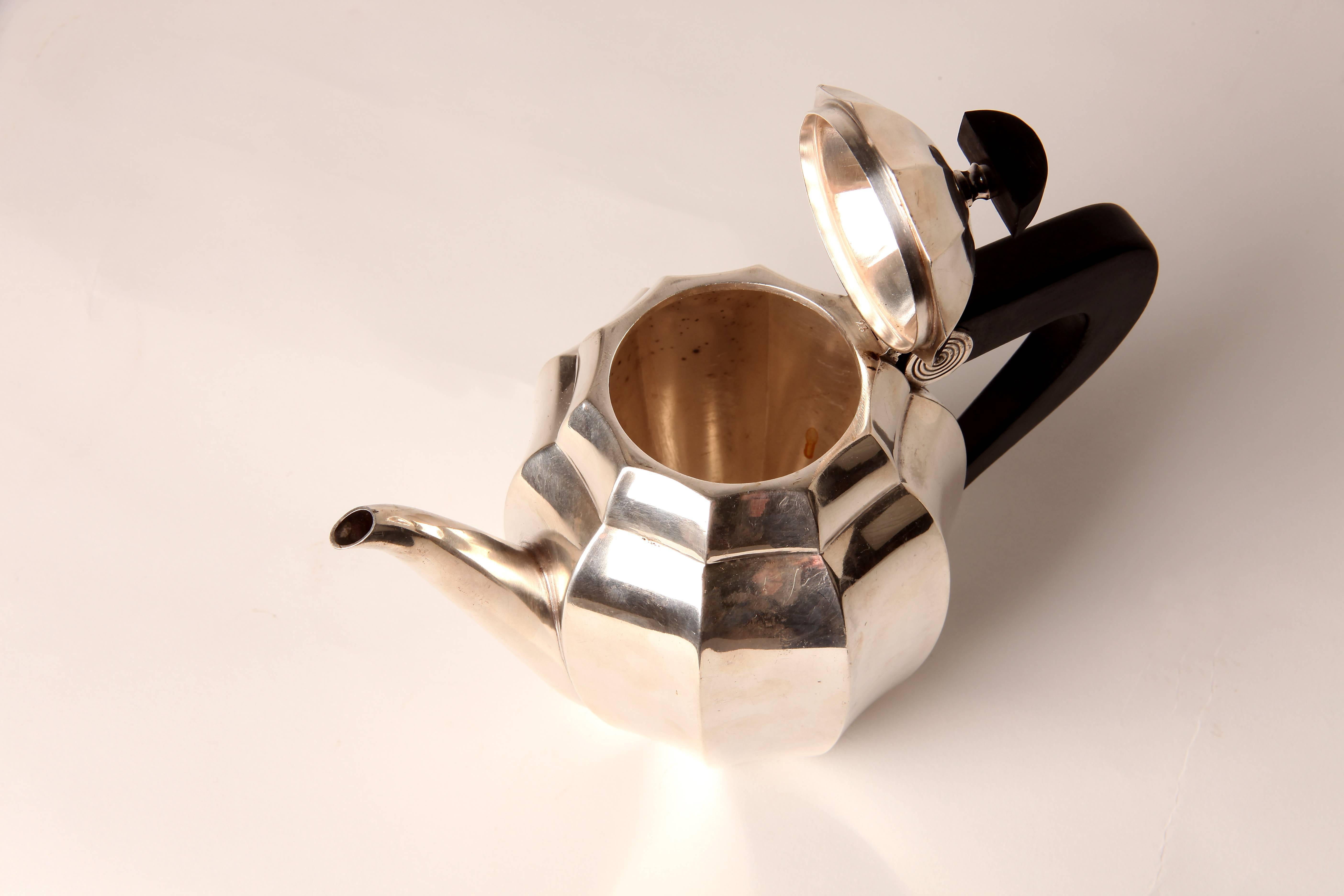 Silver Plated Tea Pot by Maurice Du Fresne In Good Condition In Chicago, IL