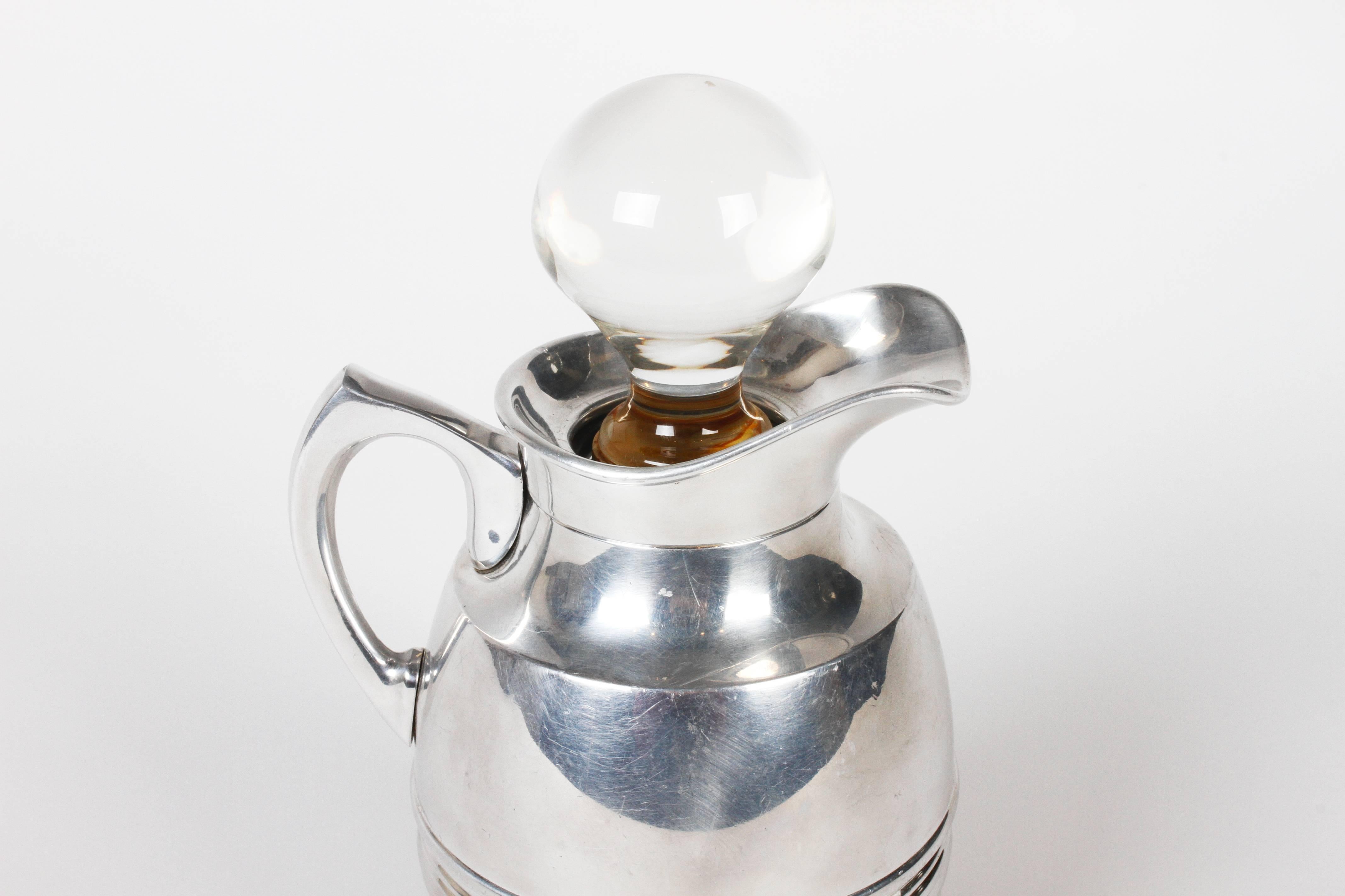 Hungarian Silver Plated Water Pitcher with Glass Stopper