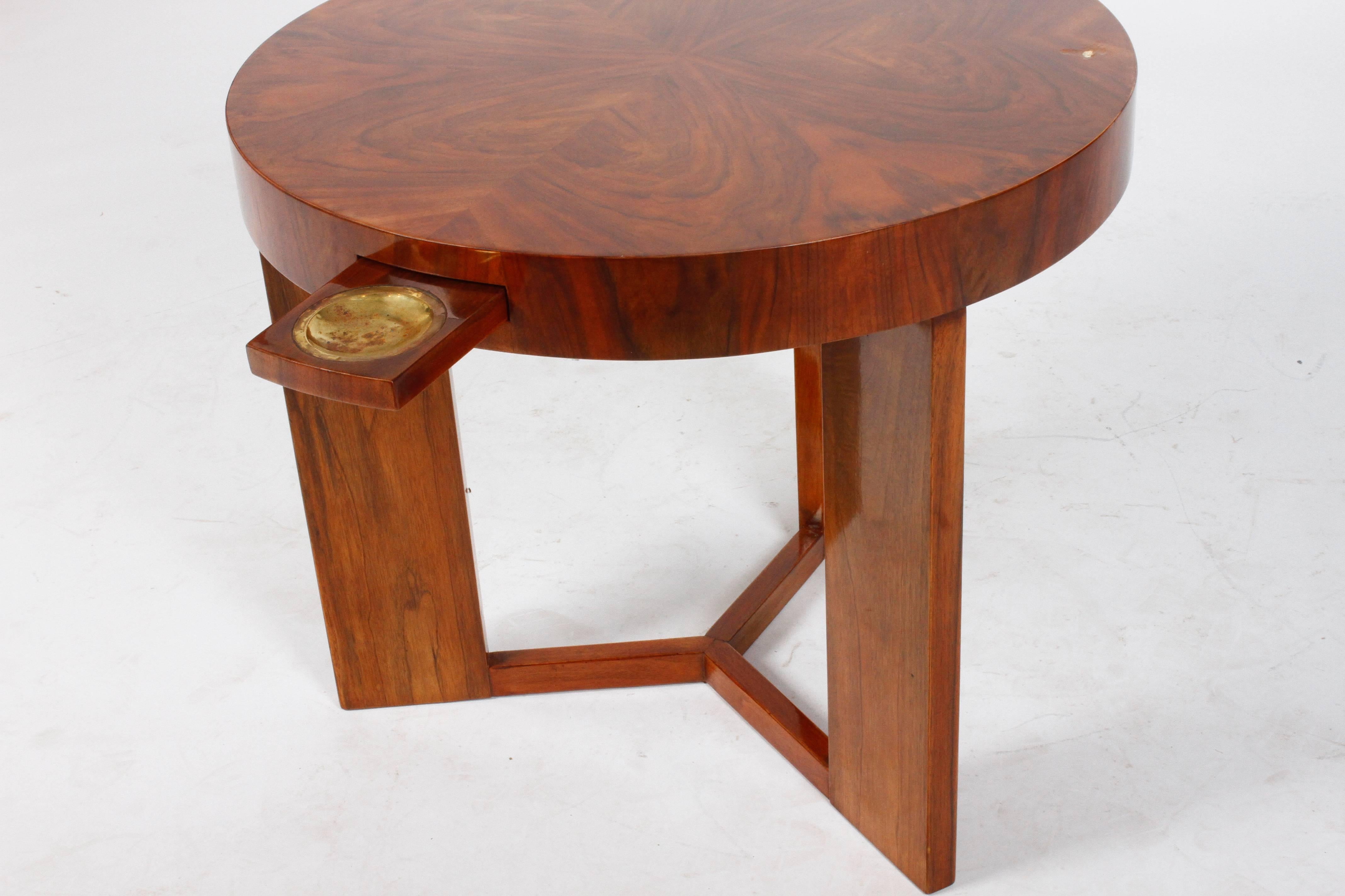 Veneer Art Deco Game Table with Extendable Ashtrays