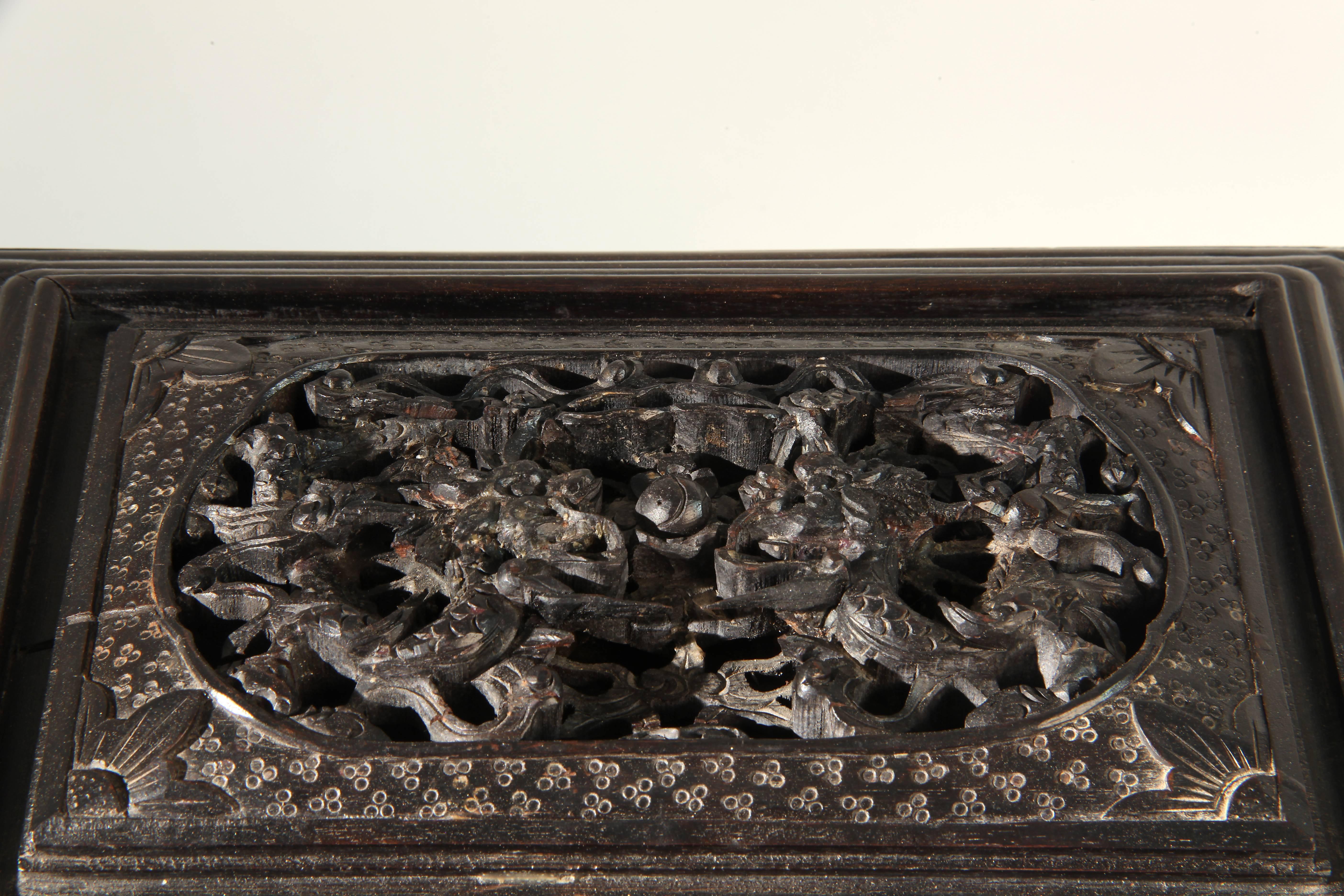 Thai Carved Jewelry Box with Mirror and Storage
