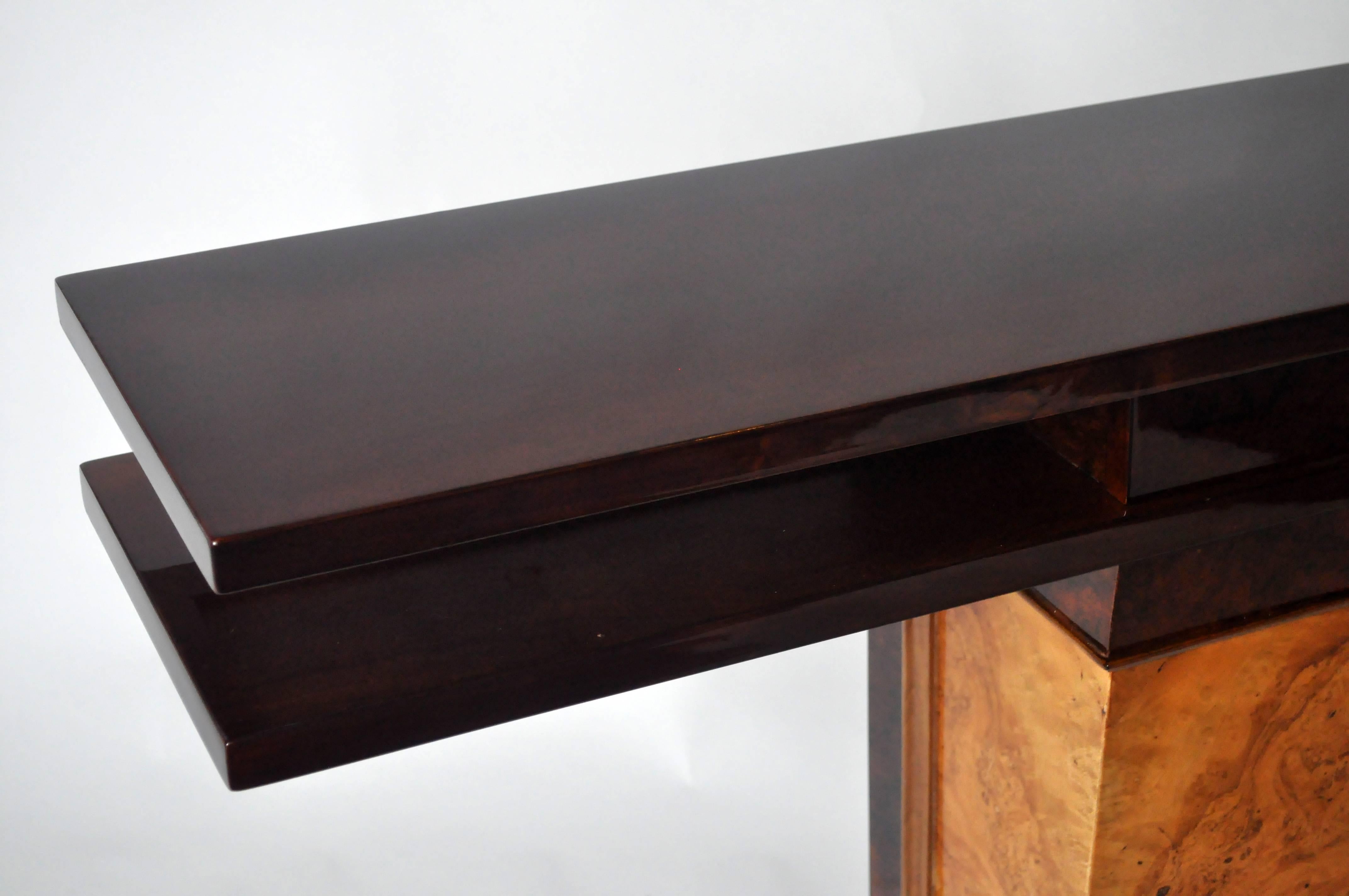 Contemporary Art Deco Style Pedestal Console Table with Drawer