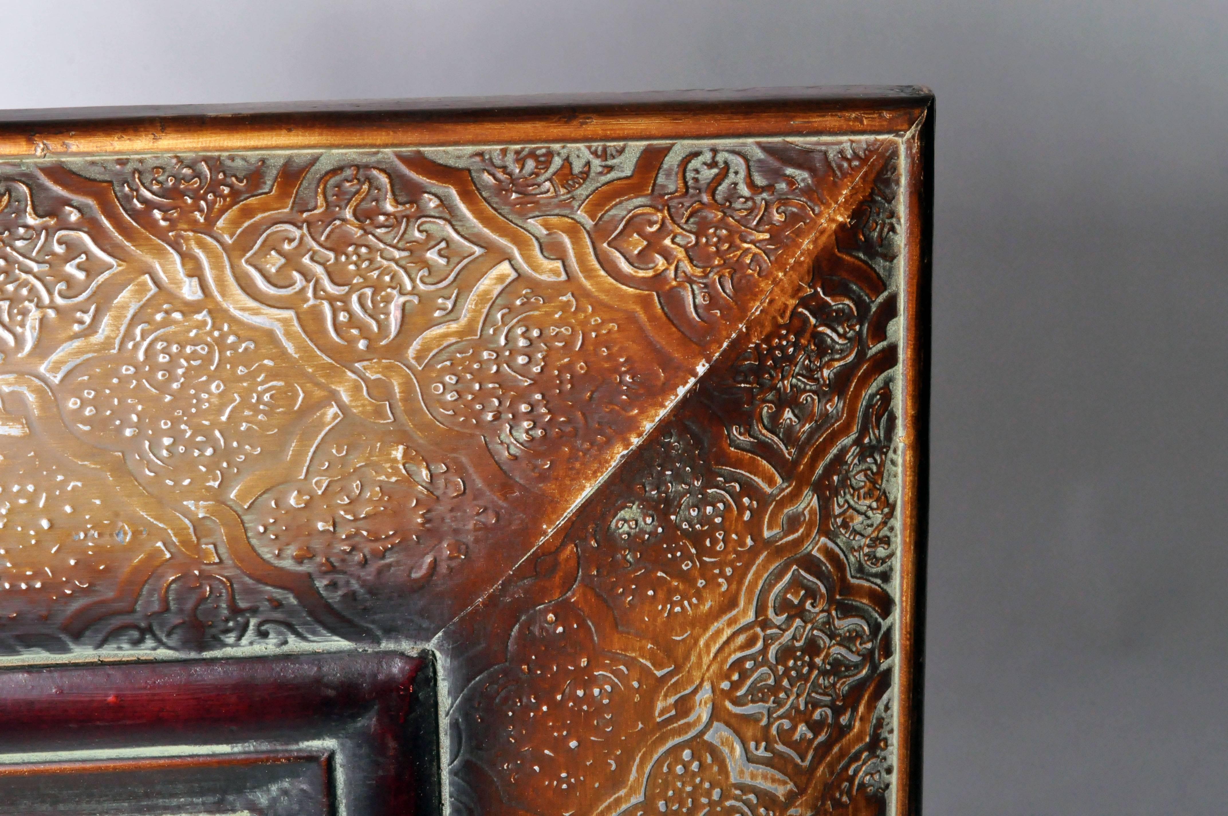 French Tooled Metal Mirror 1