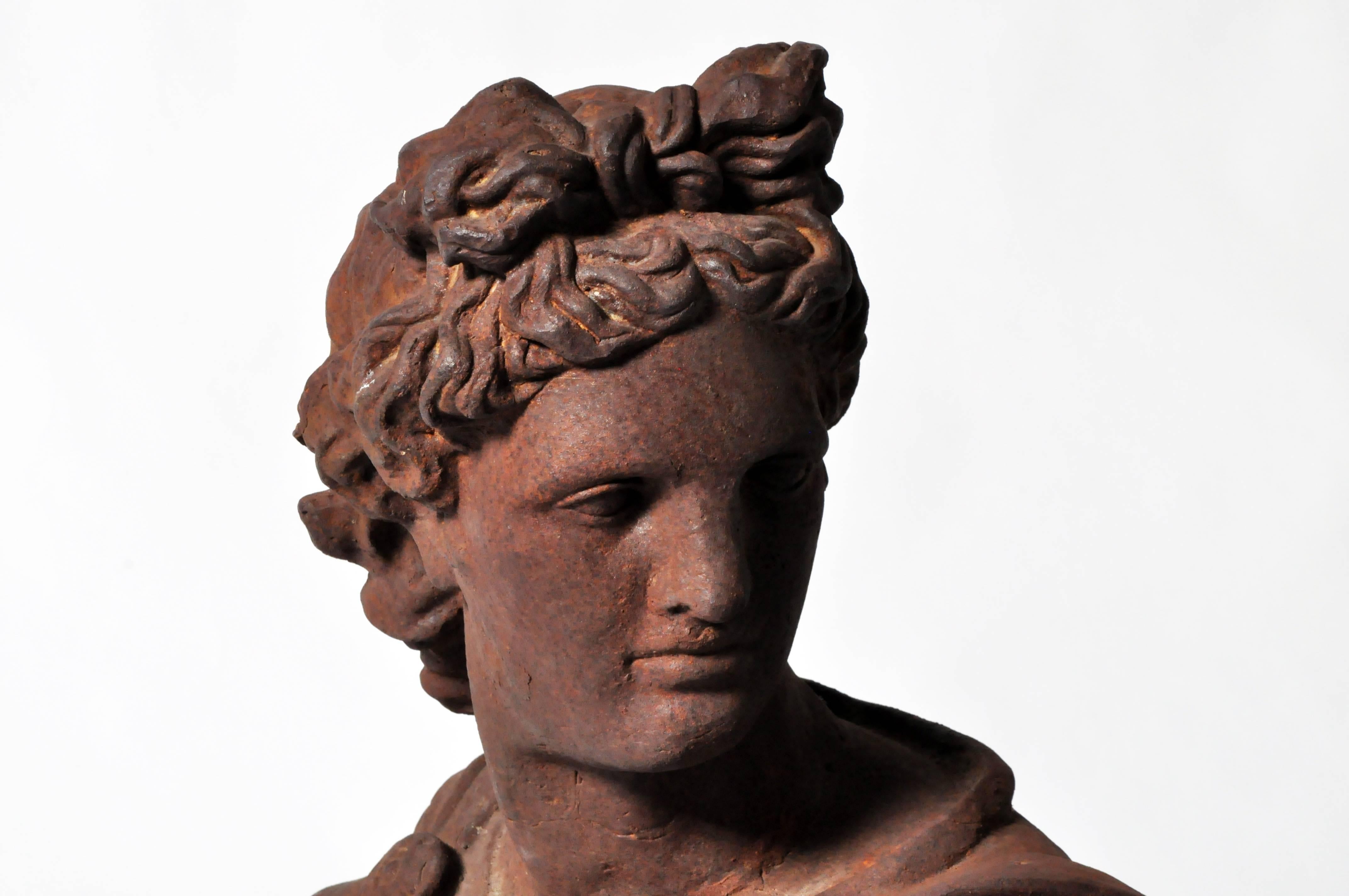 19th Century Iron Bust of Apollo Belvedere