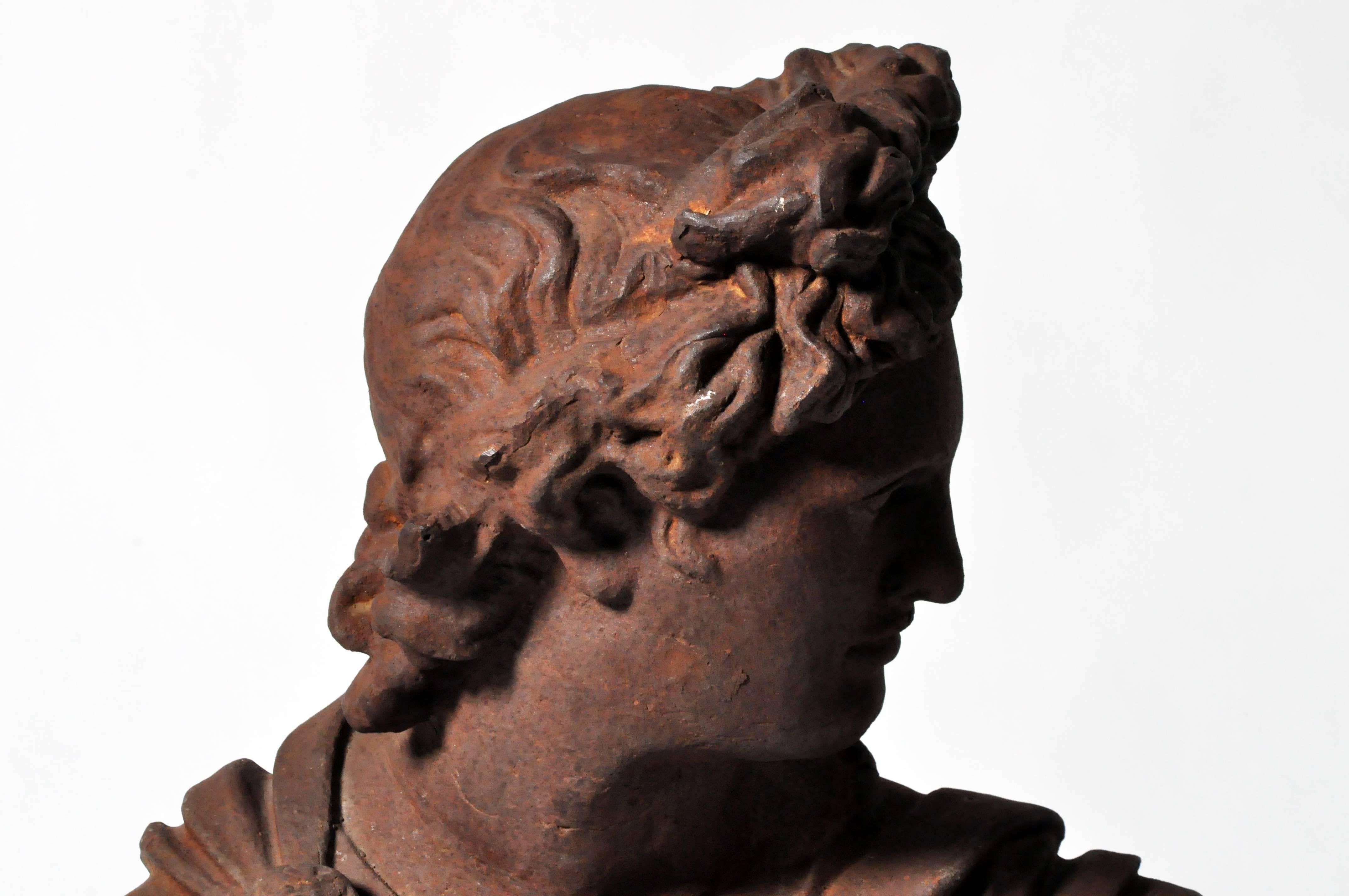 Iron Bust of Apollo Belvedere In Good Condition In Chicago, IL
