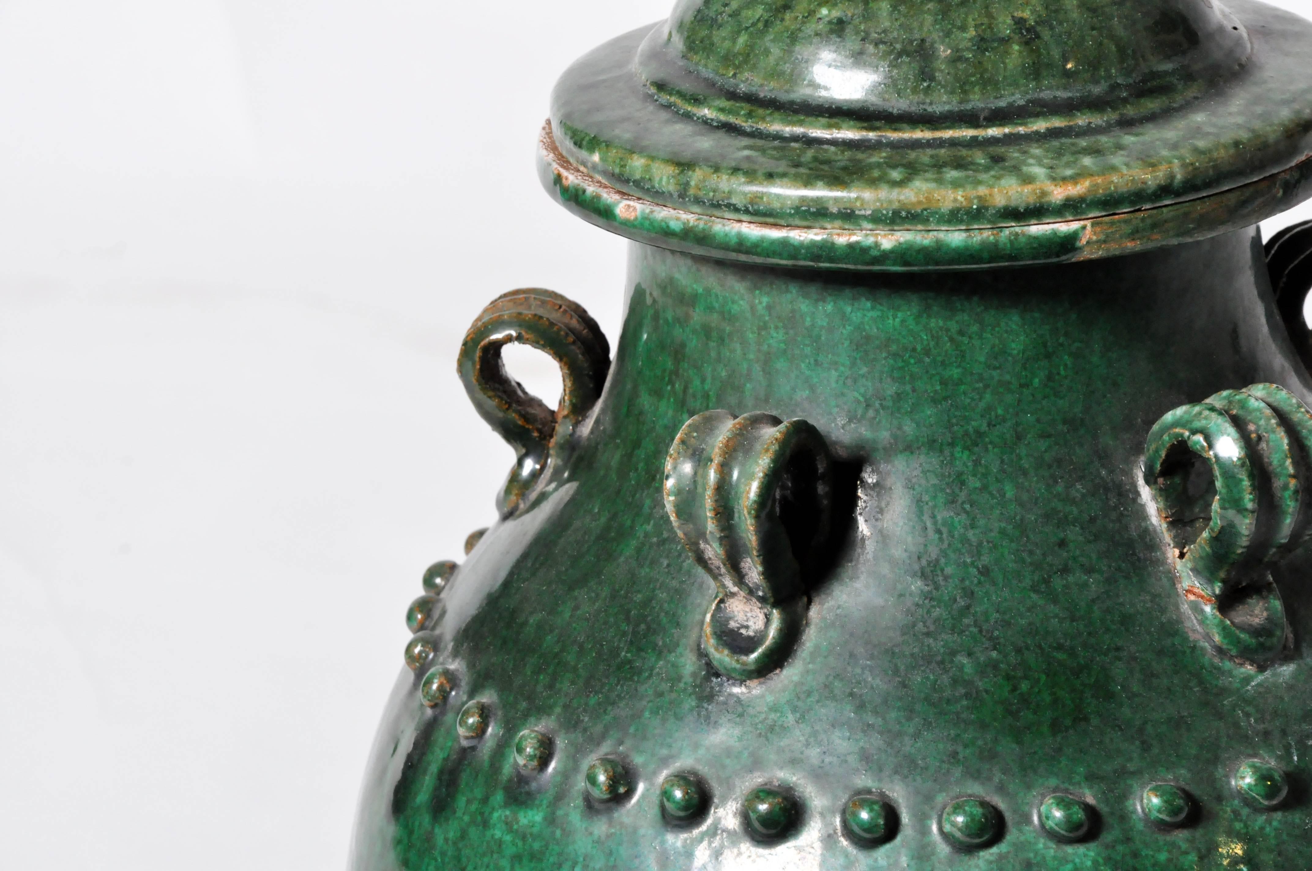 Ceramic Green Glazed Earthenware with Lid