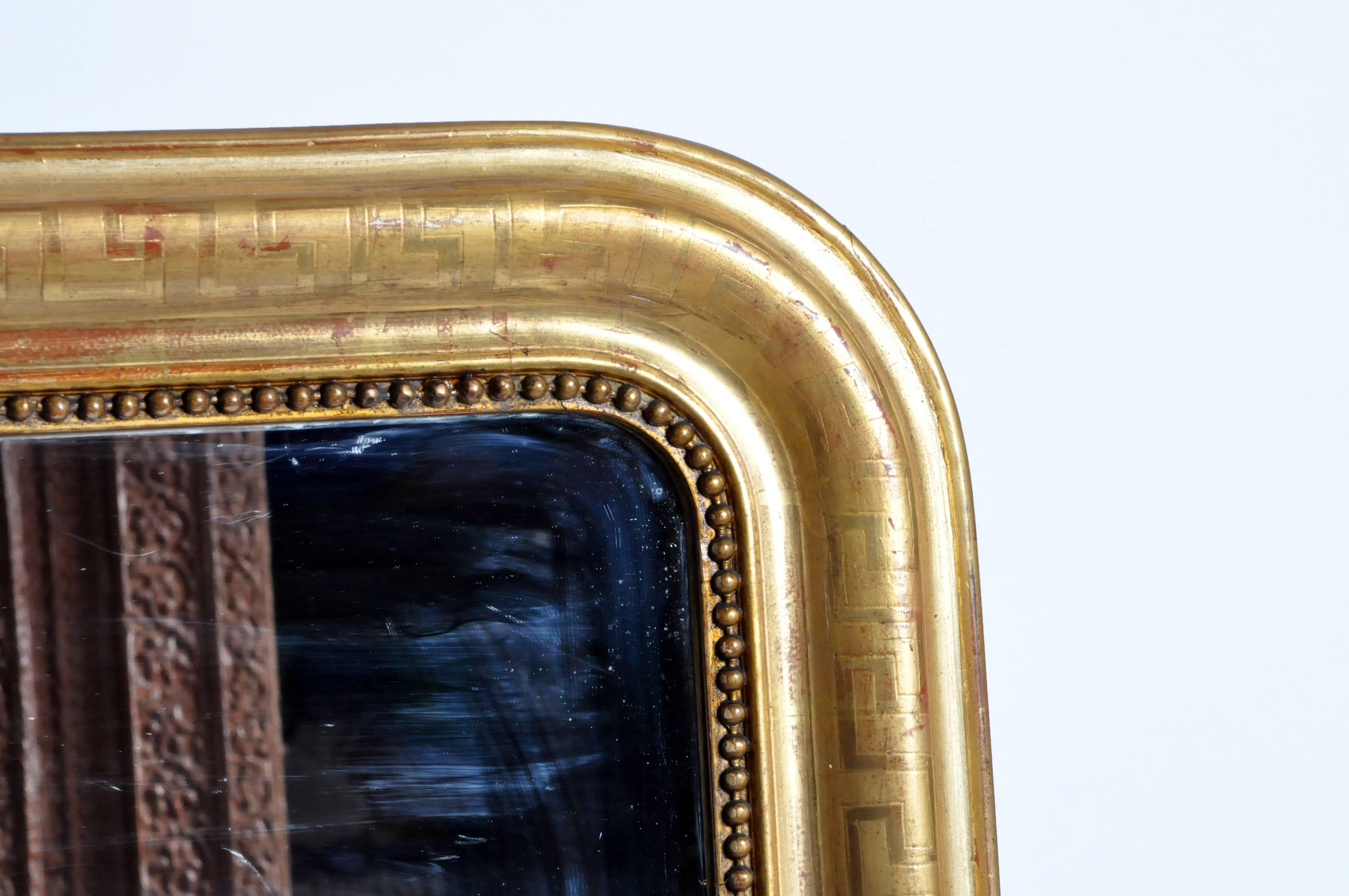19th Century Gold Gilded Mirror with Original Glass