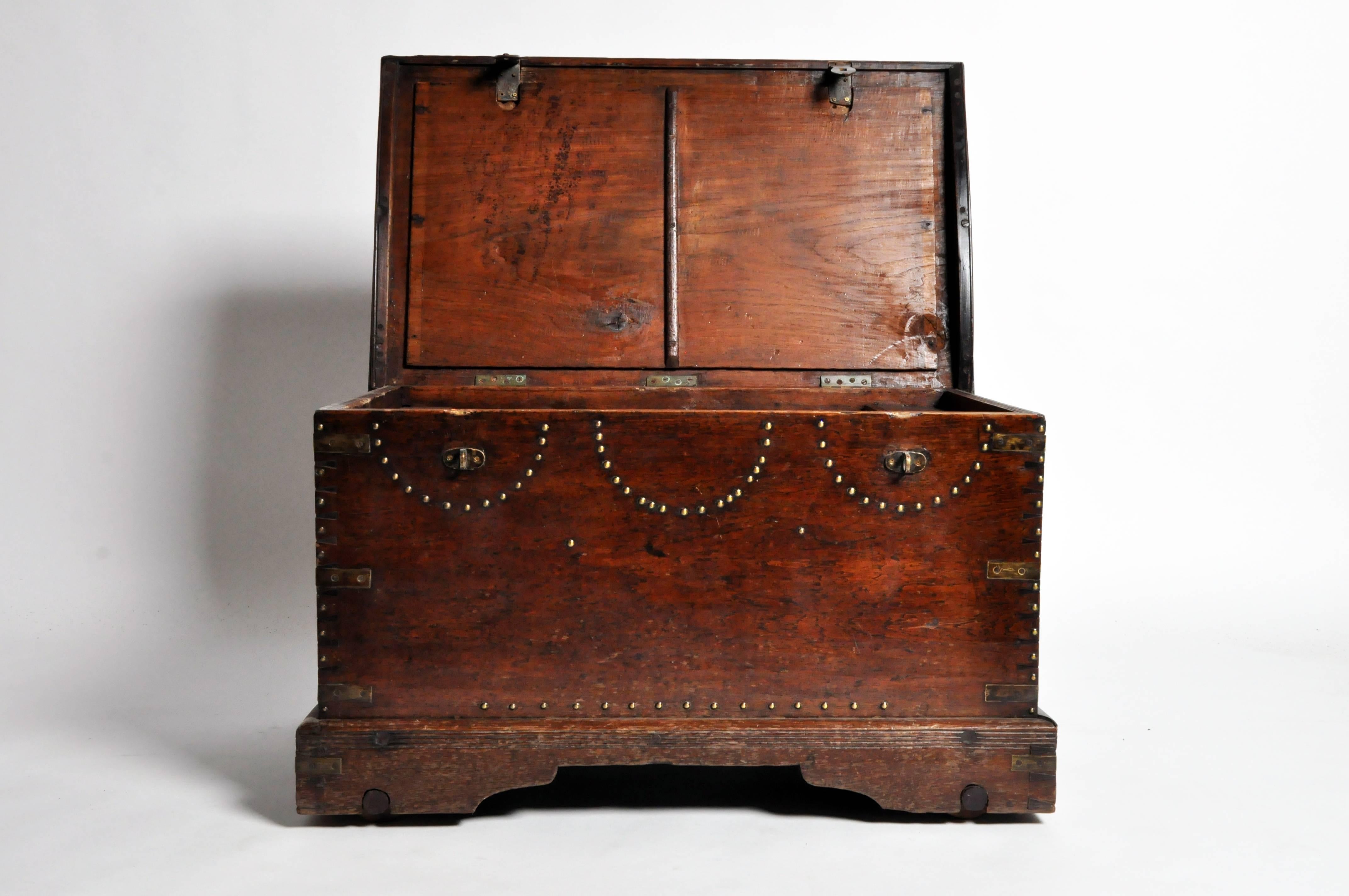 20th Century British Colonial Trunk with Nail Head Decoration