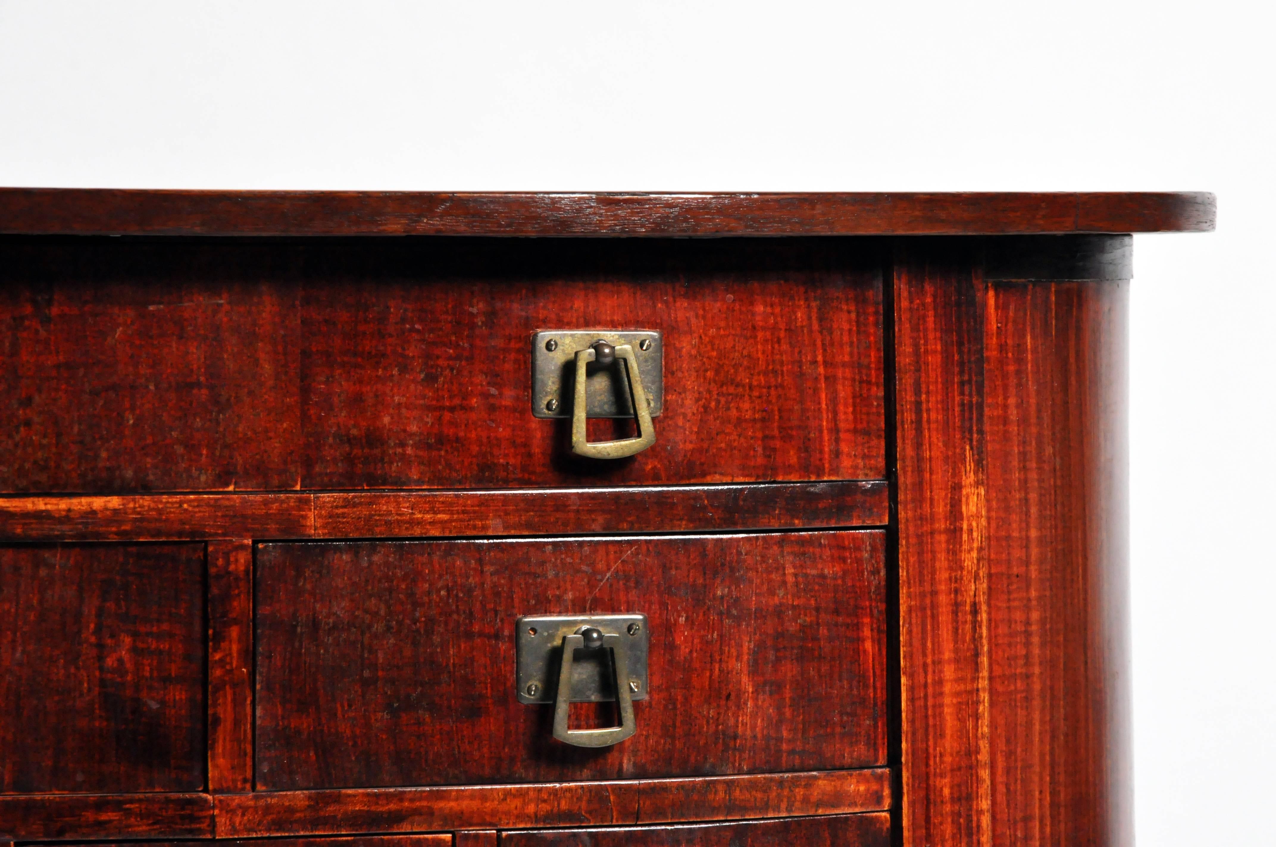 Oak Hungarian Art Deco Oval Chest with Six Drawers