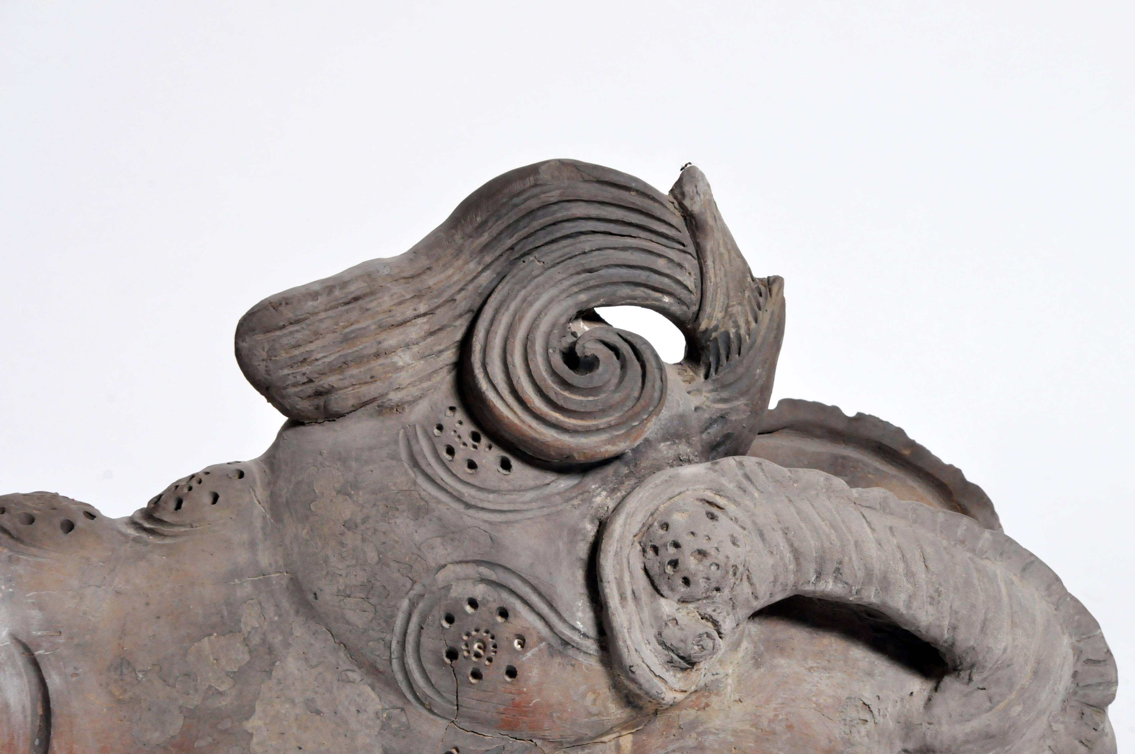 Terracotta Chinese Rooftop Finial in the Form of a Foo Dog