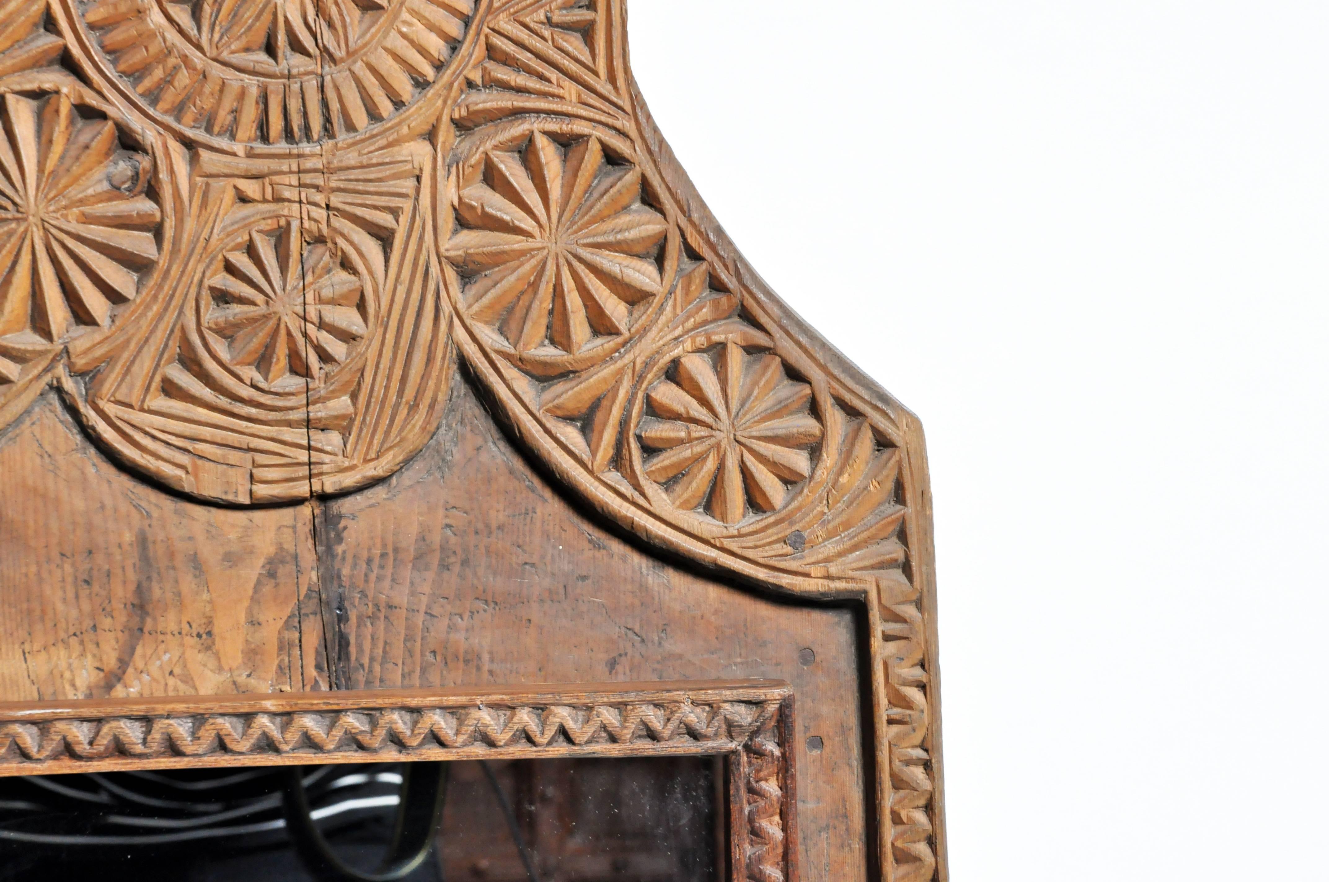 20th Century Pakistani Hand-Carved Wooden Mirror