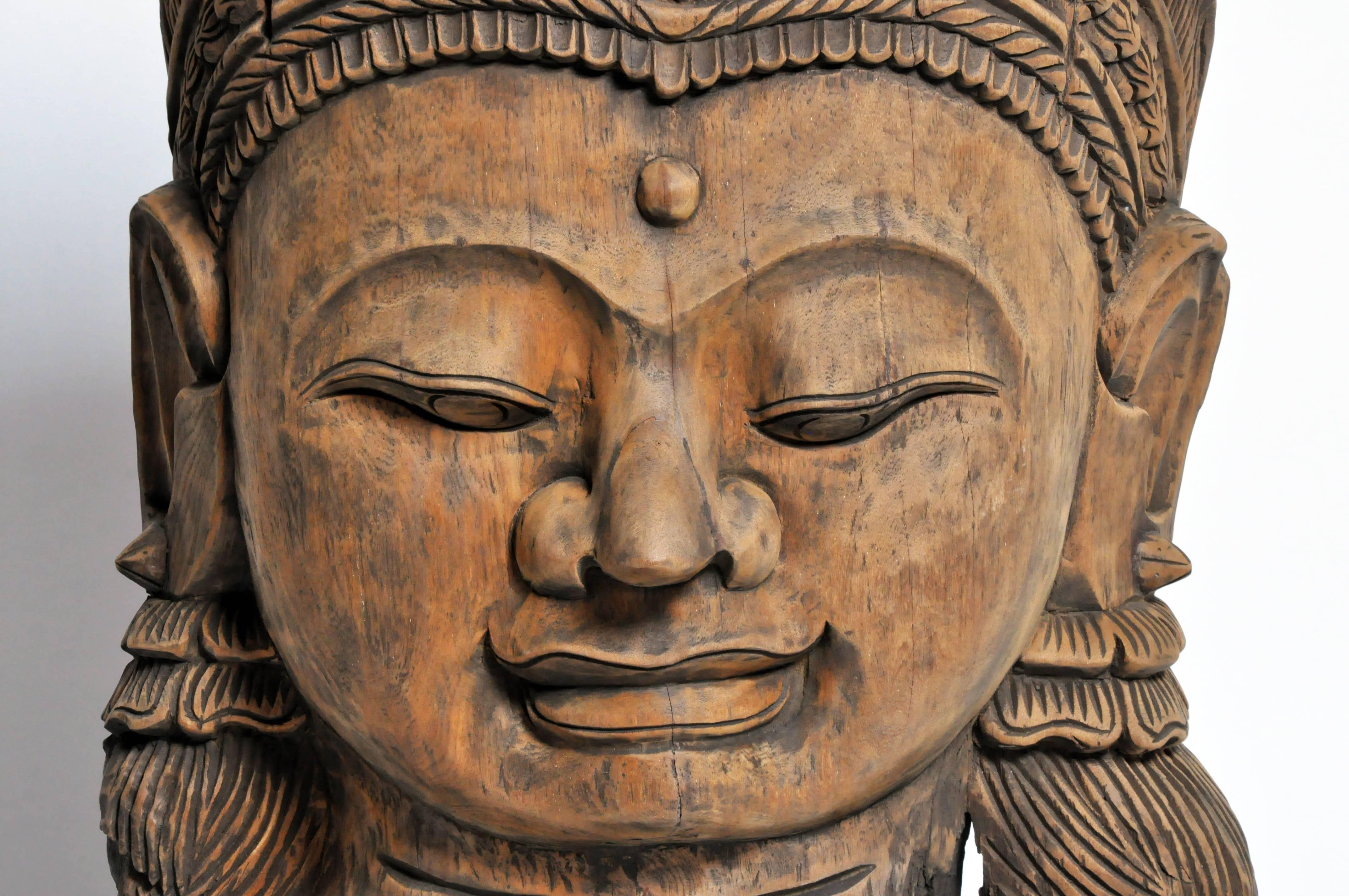 Teak Southeast Asian Carving of a Goddess