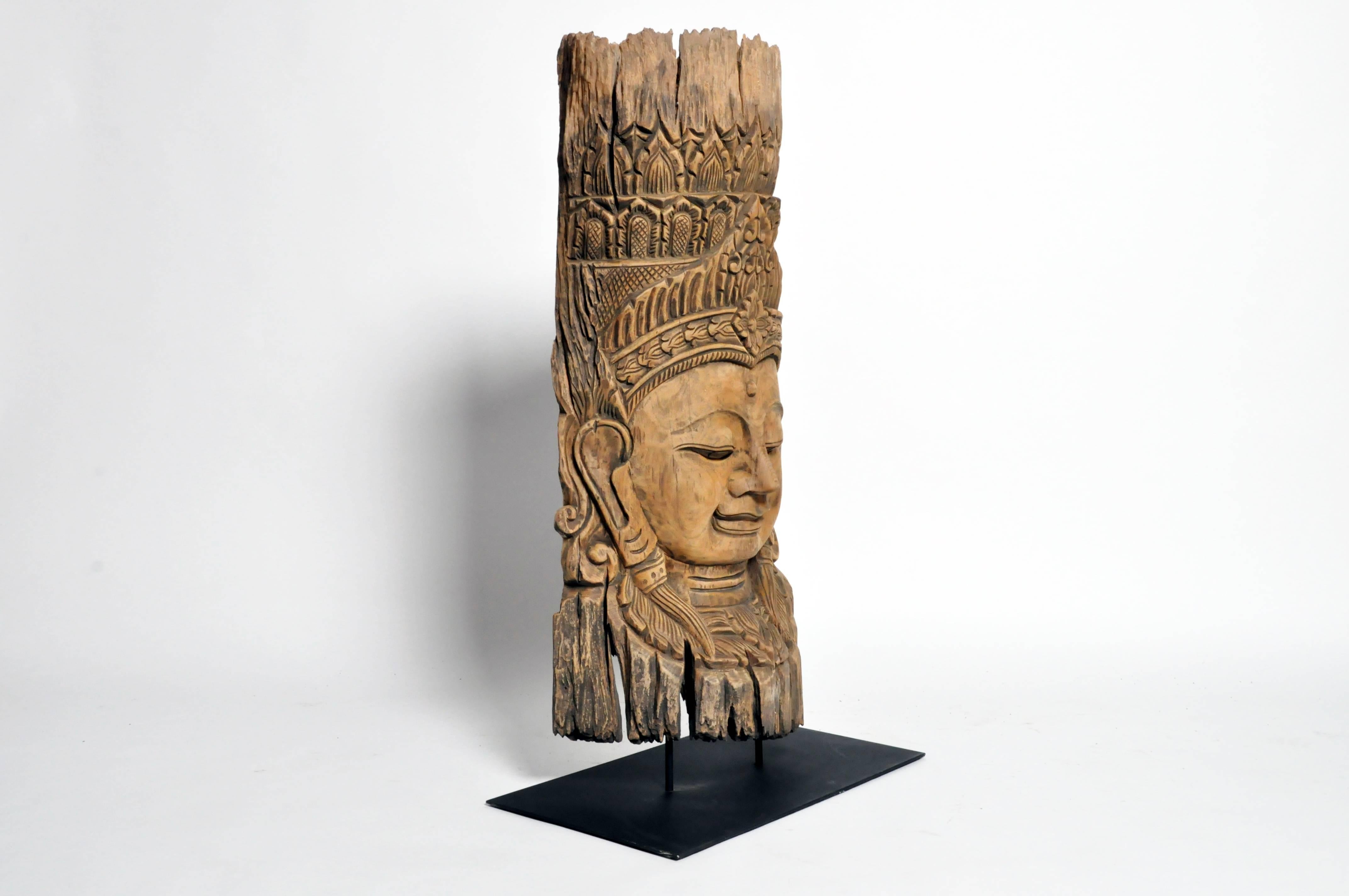 Cambodian Southeast Asian Reclaimed Carving of a Goddess