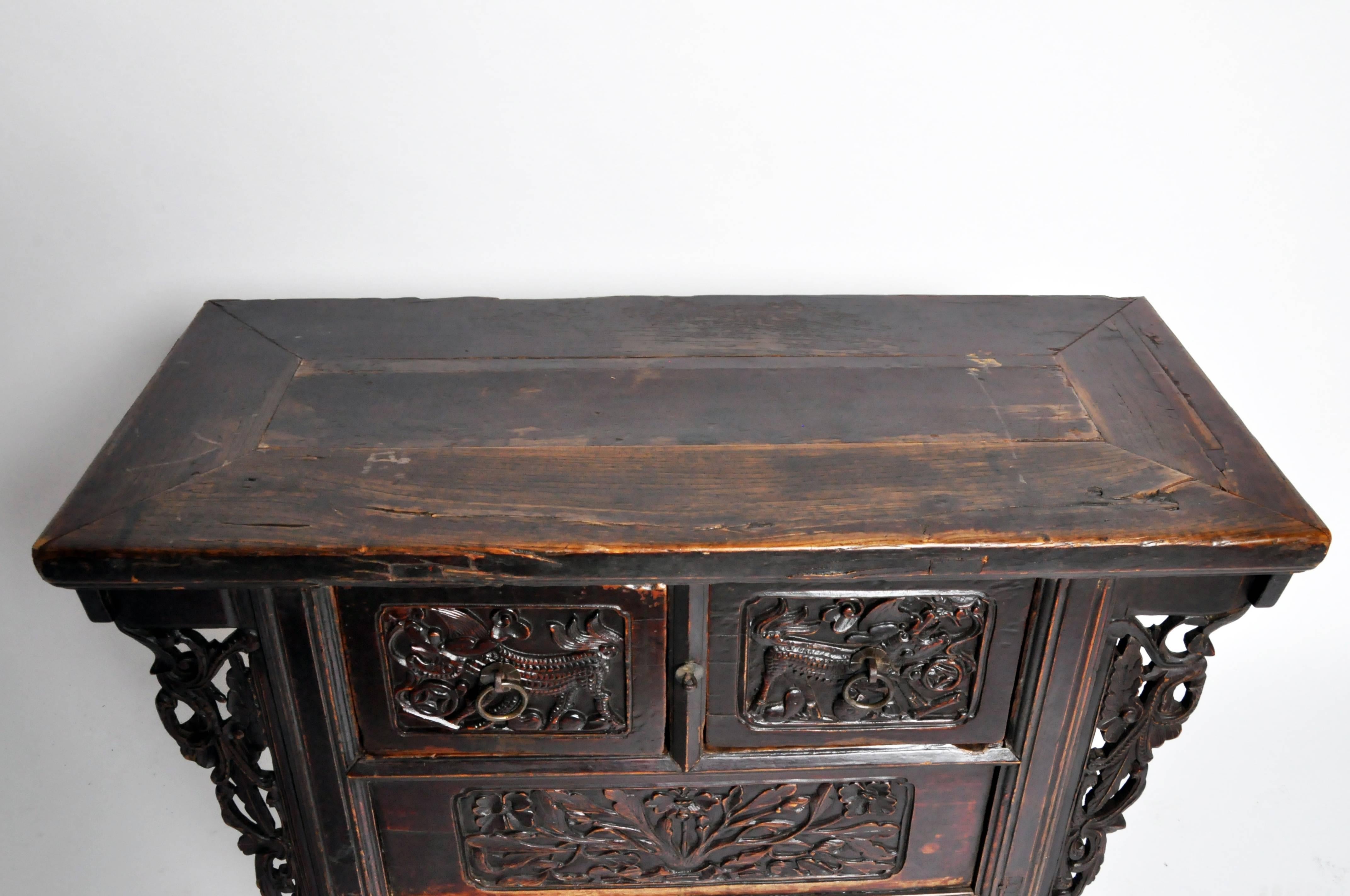 Elm Chinese Butterfly Chest with Carved Wings