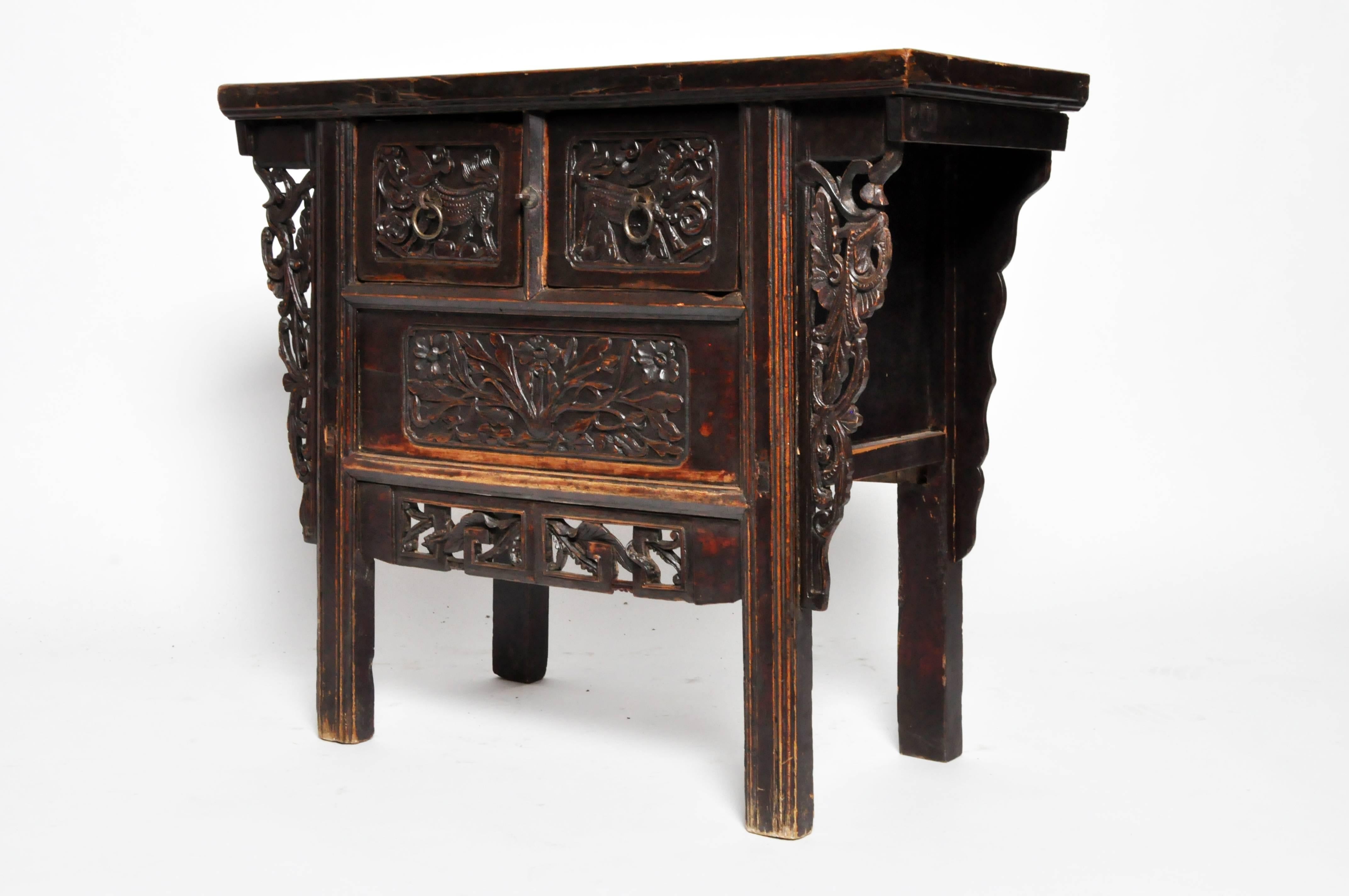 19th Century Chinese Butterfly Chest with Carved Wings