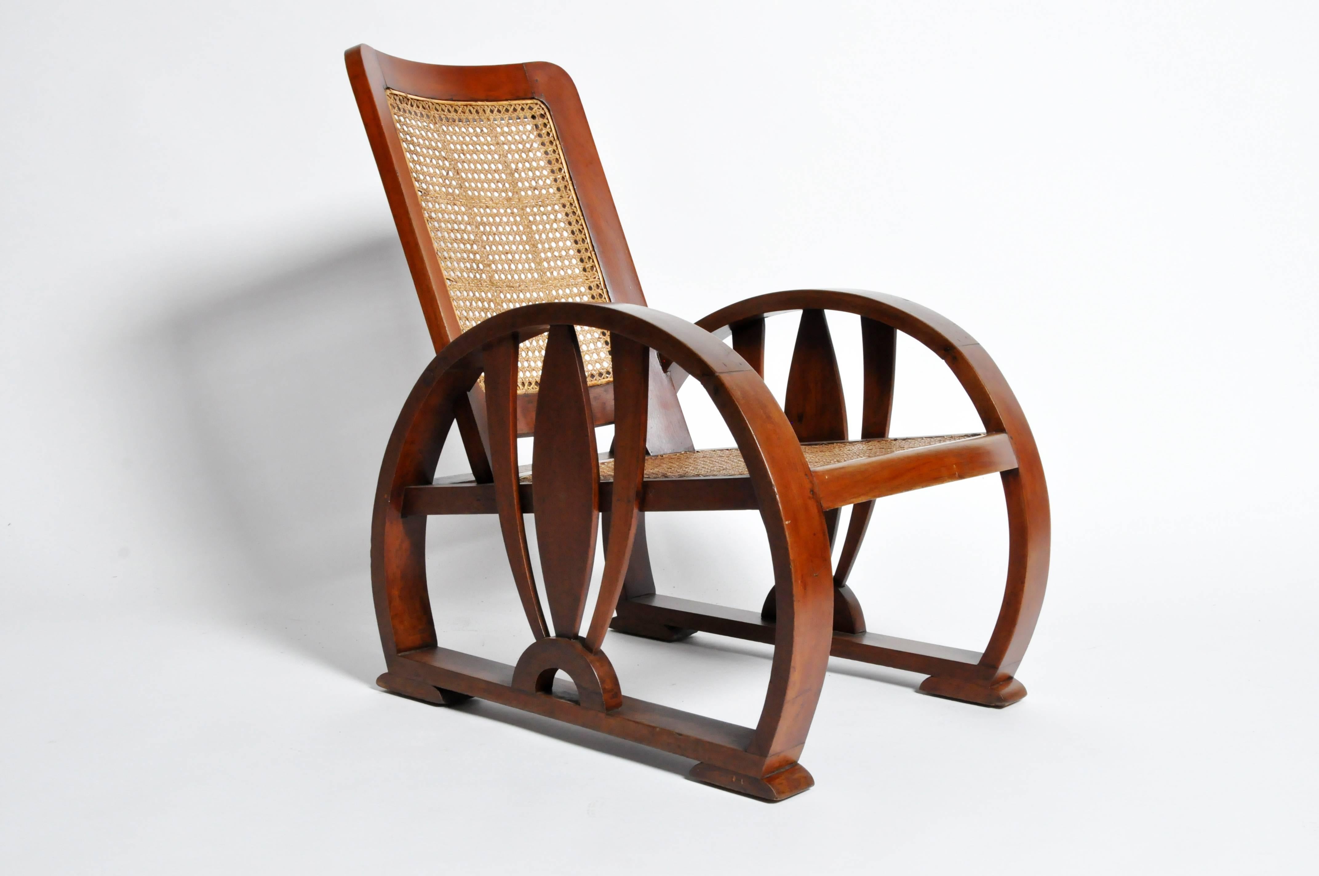 Burmese Pair of British Colonial Art Deco Rattan Chairs