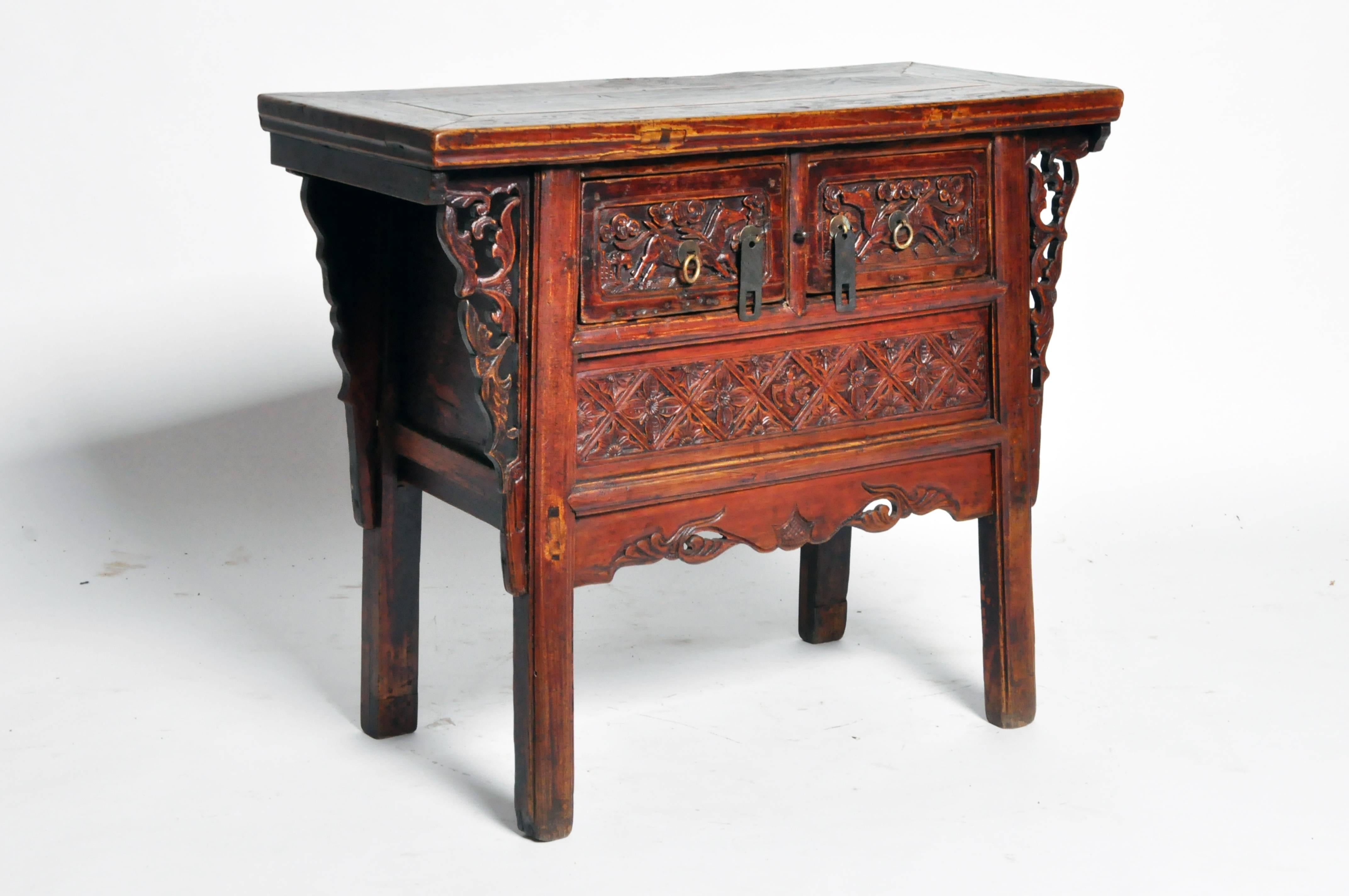 19th Century Butterfly Chest with Carved Wings with Original Patina