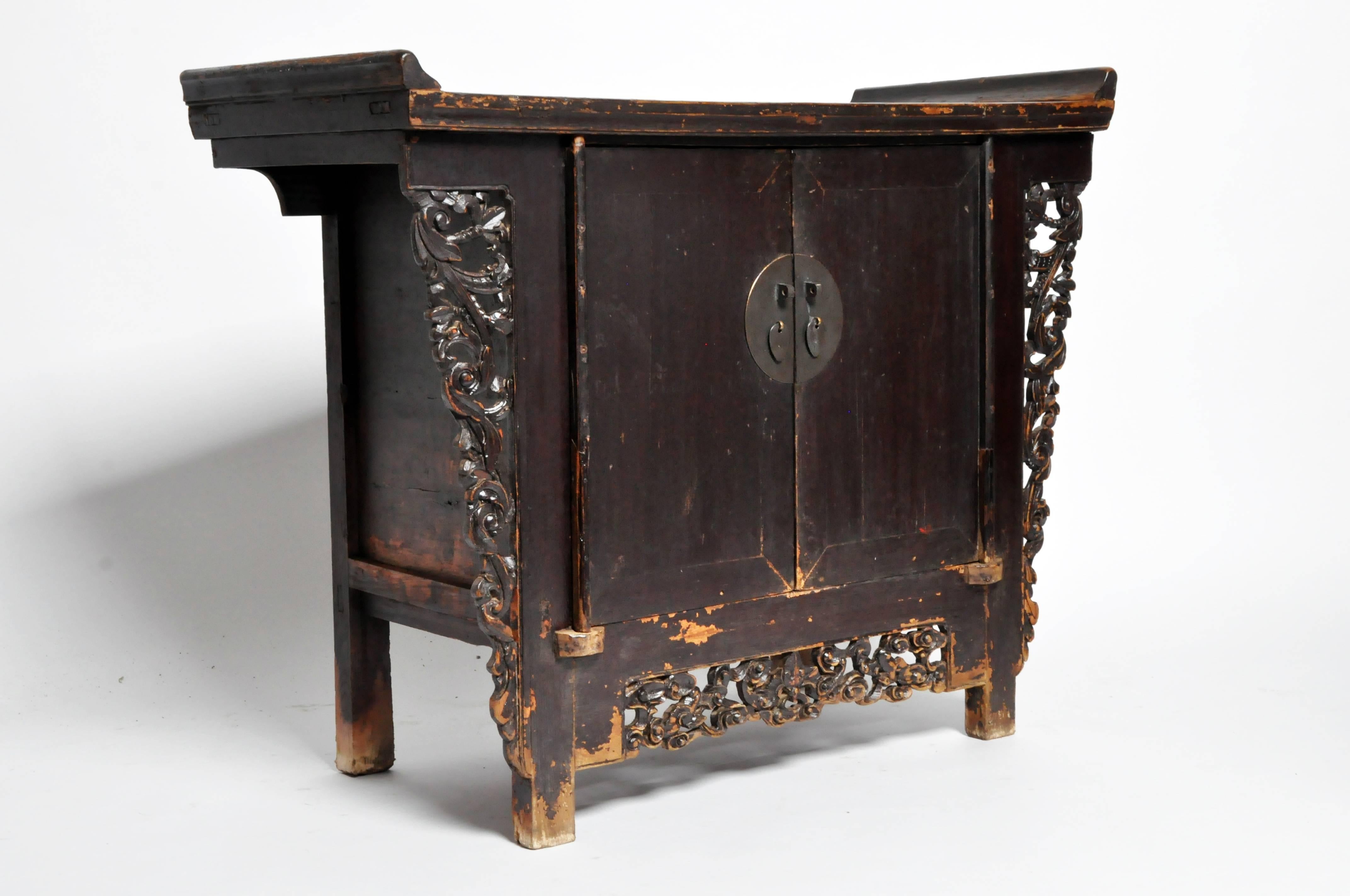 Qing Butterfly Chest with Carved Wings and Original Patina