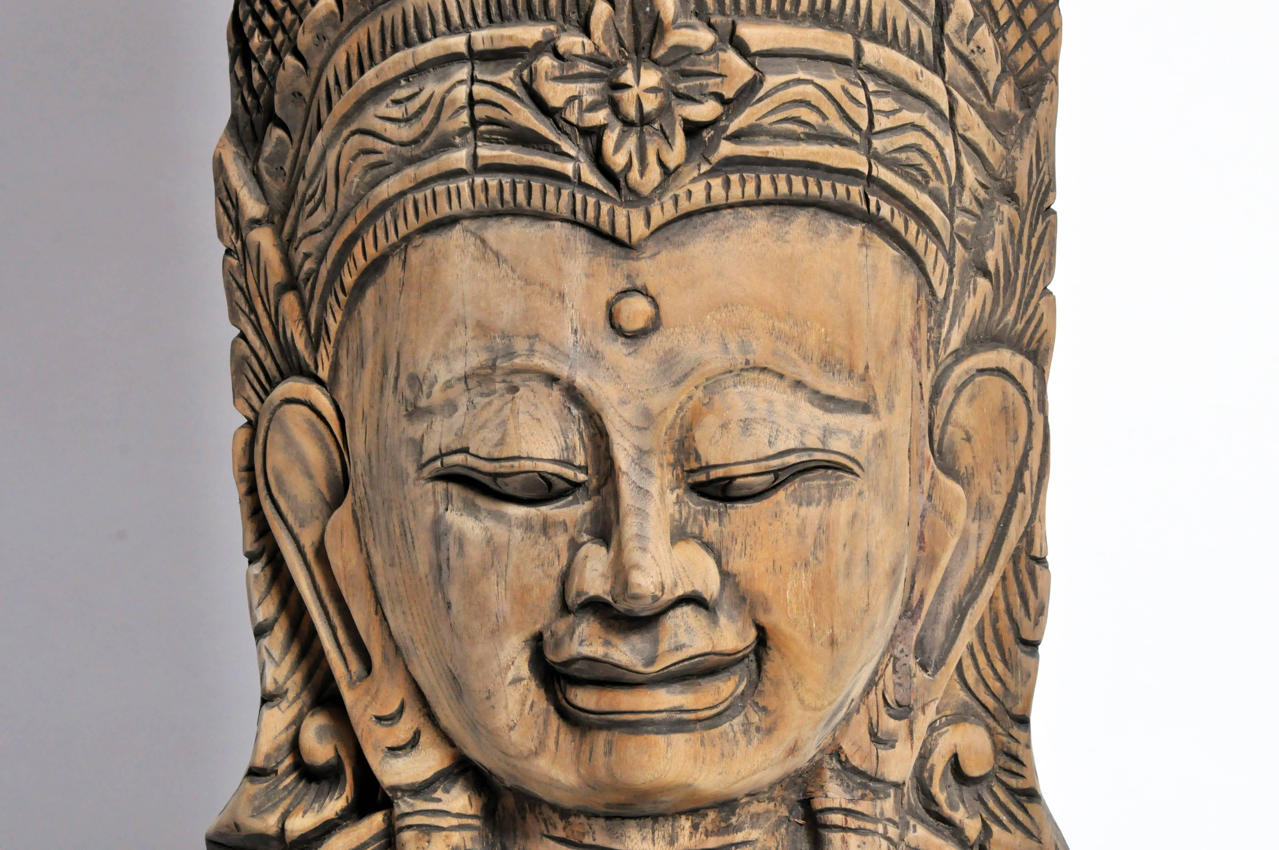 Metal Southeast Asian Carving of a Goddess on Stand