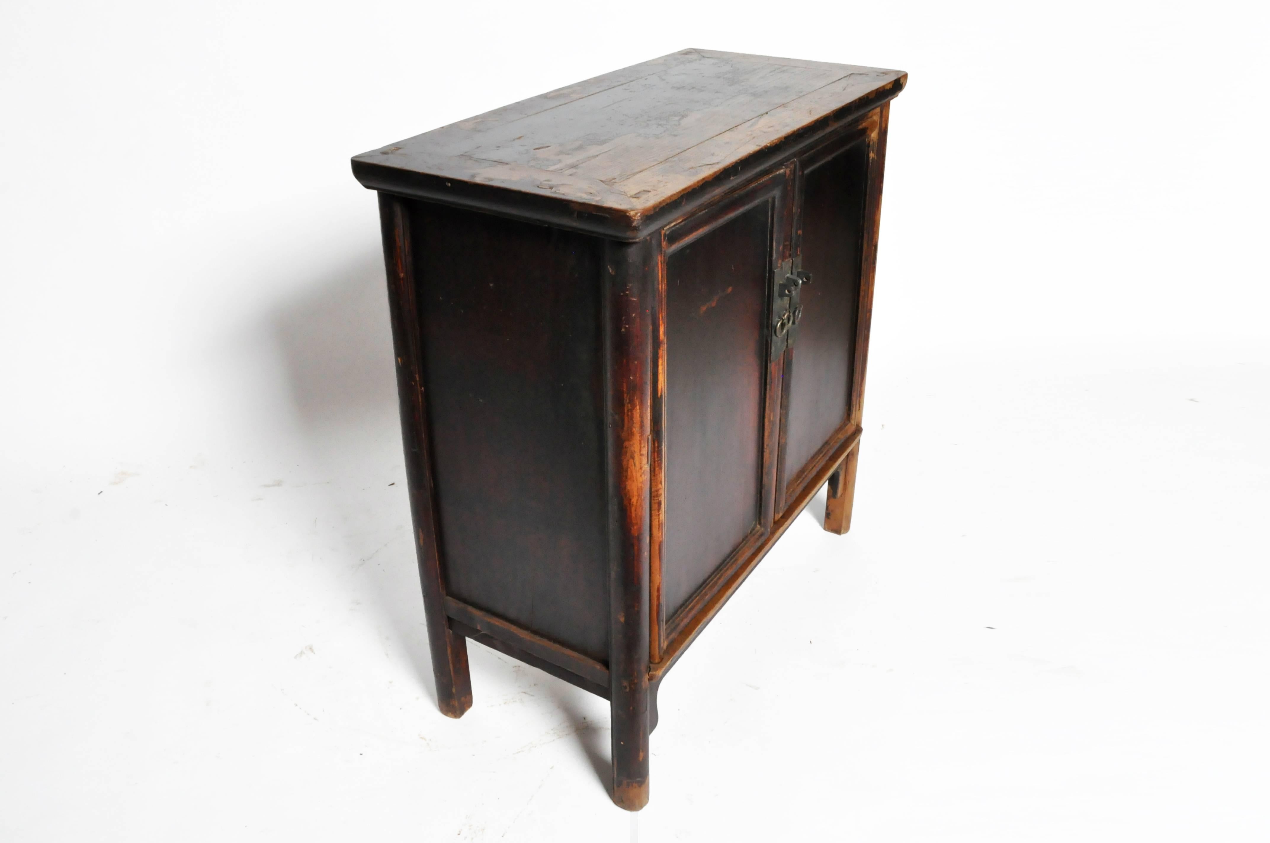 18th Century and Earlier Chinese Round Post Chest with Original Patina