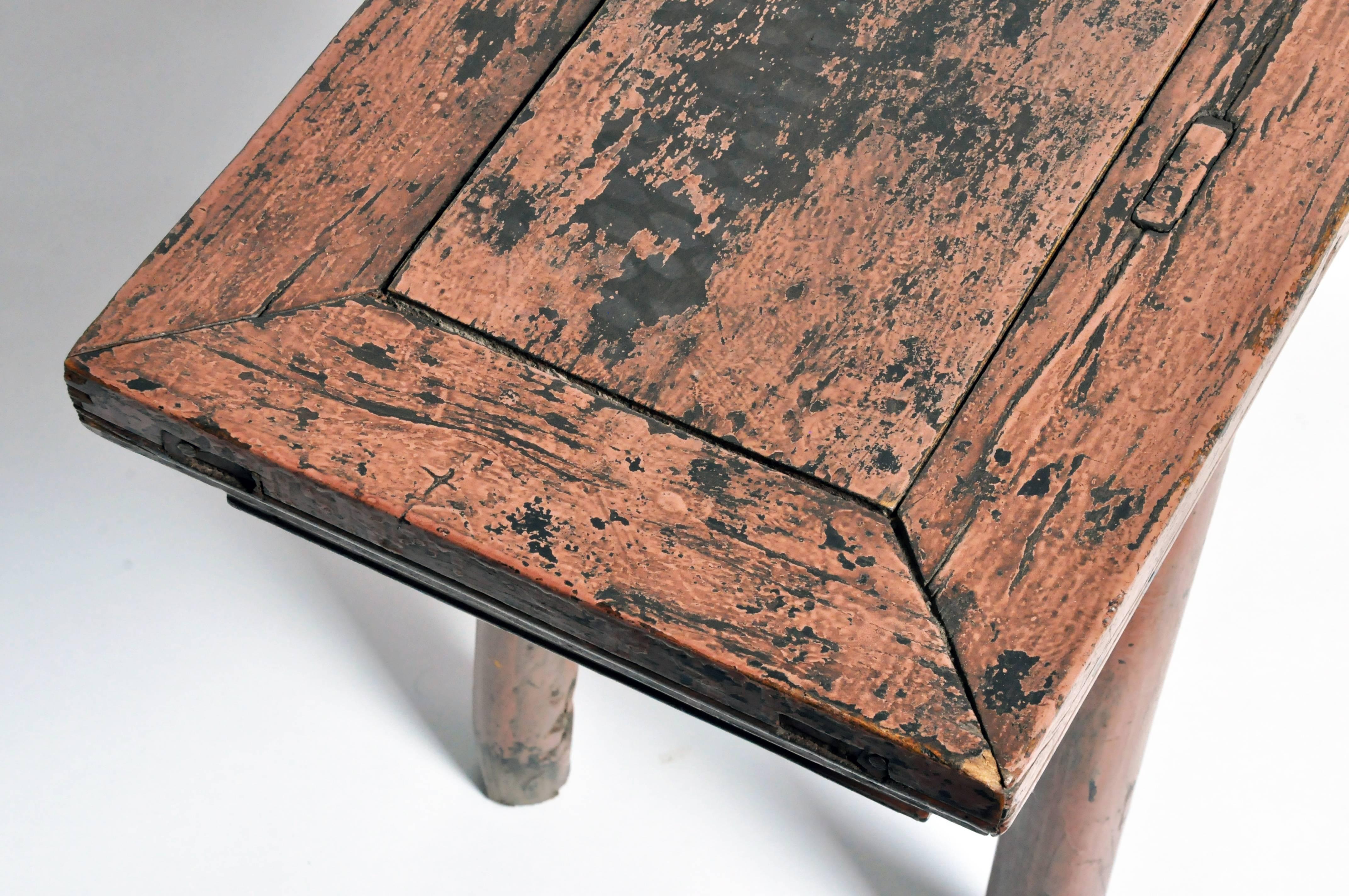Qing Dynasty Chinese Bench with Original Ox Blood Lacquer 3