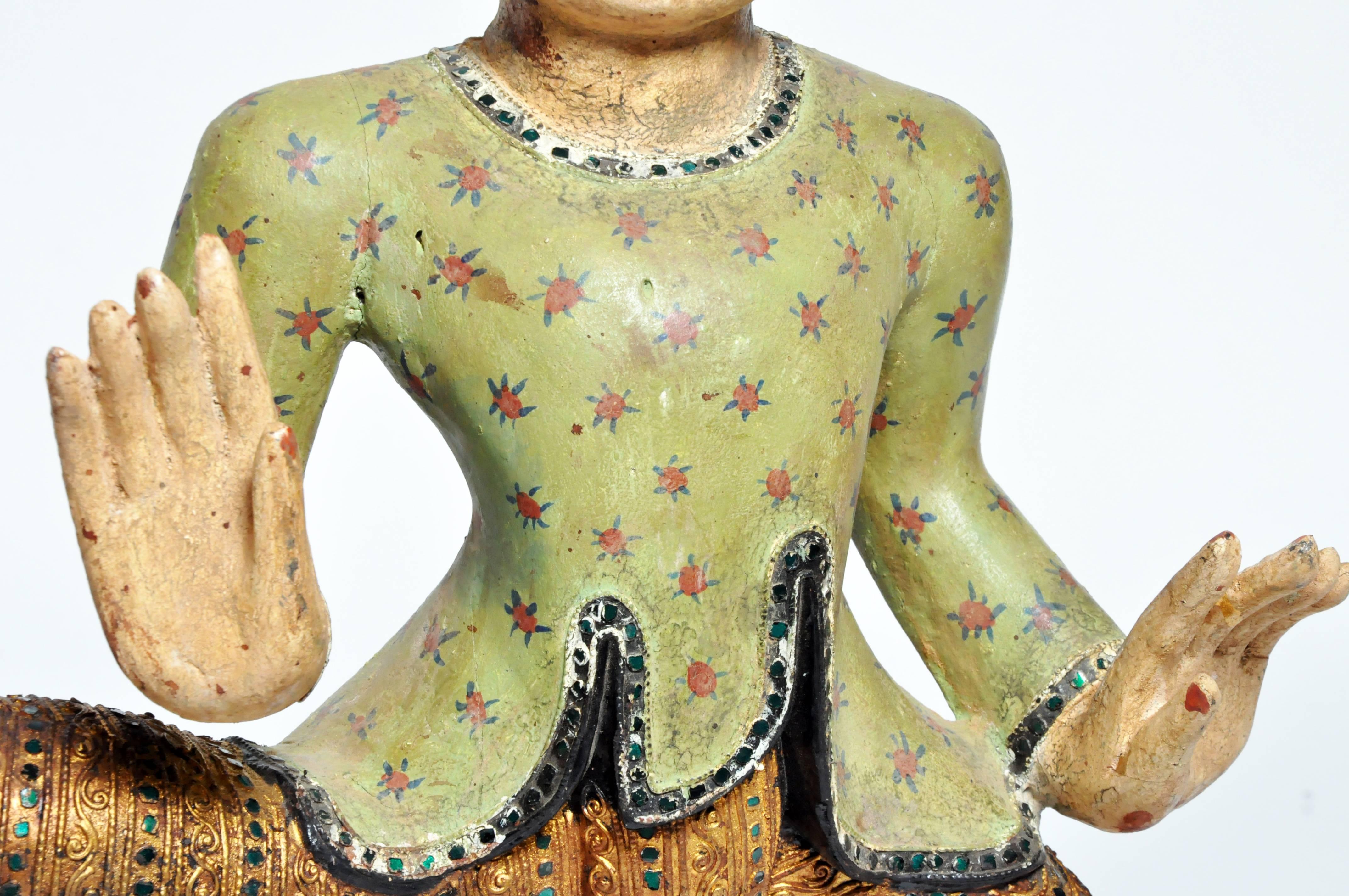 Teak Carved Sculptures of Burmese Dancers