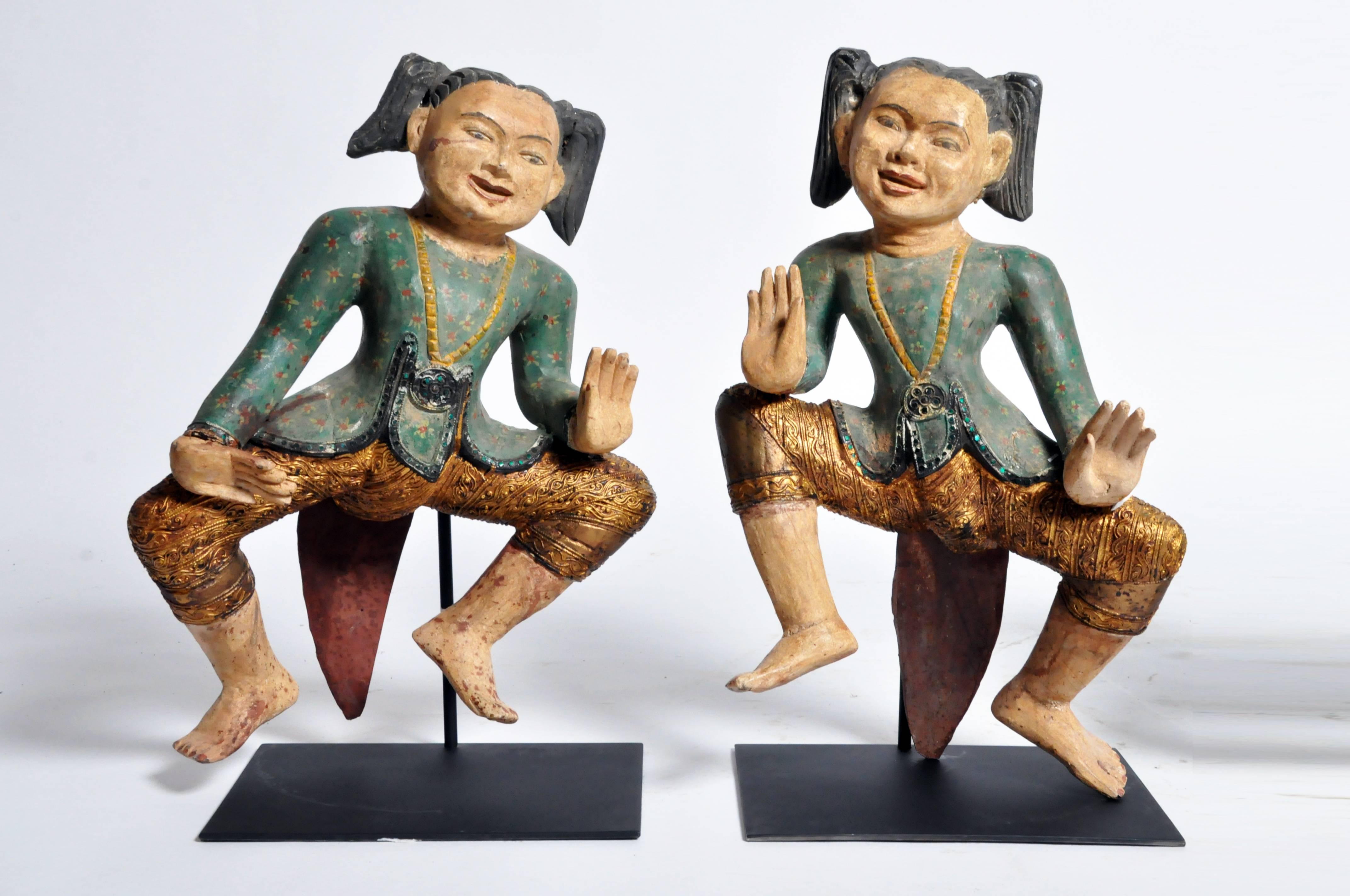 Thai Carved Sculptures of Burmese Dancers