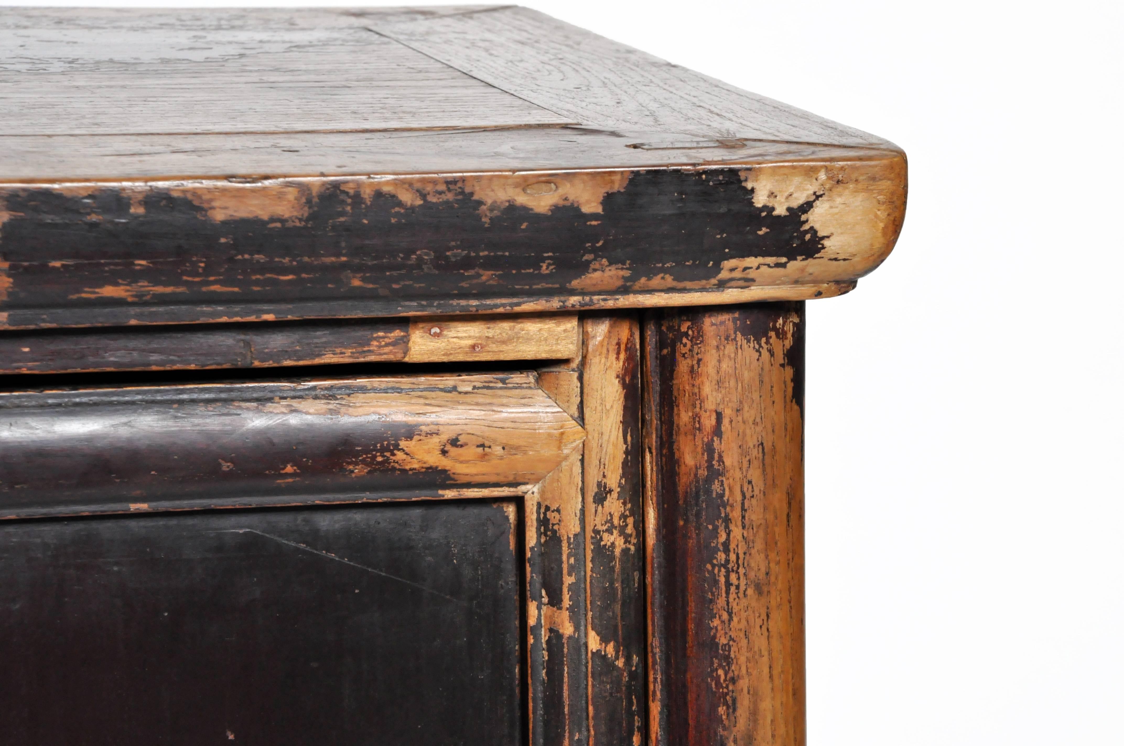 Qing Dynasty Chinese Round Post Chest with Two Drawers and Original Patina 1