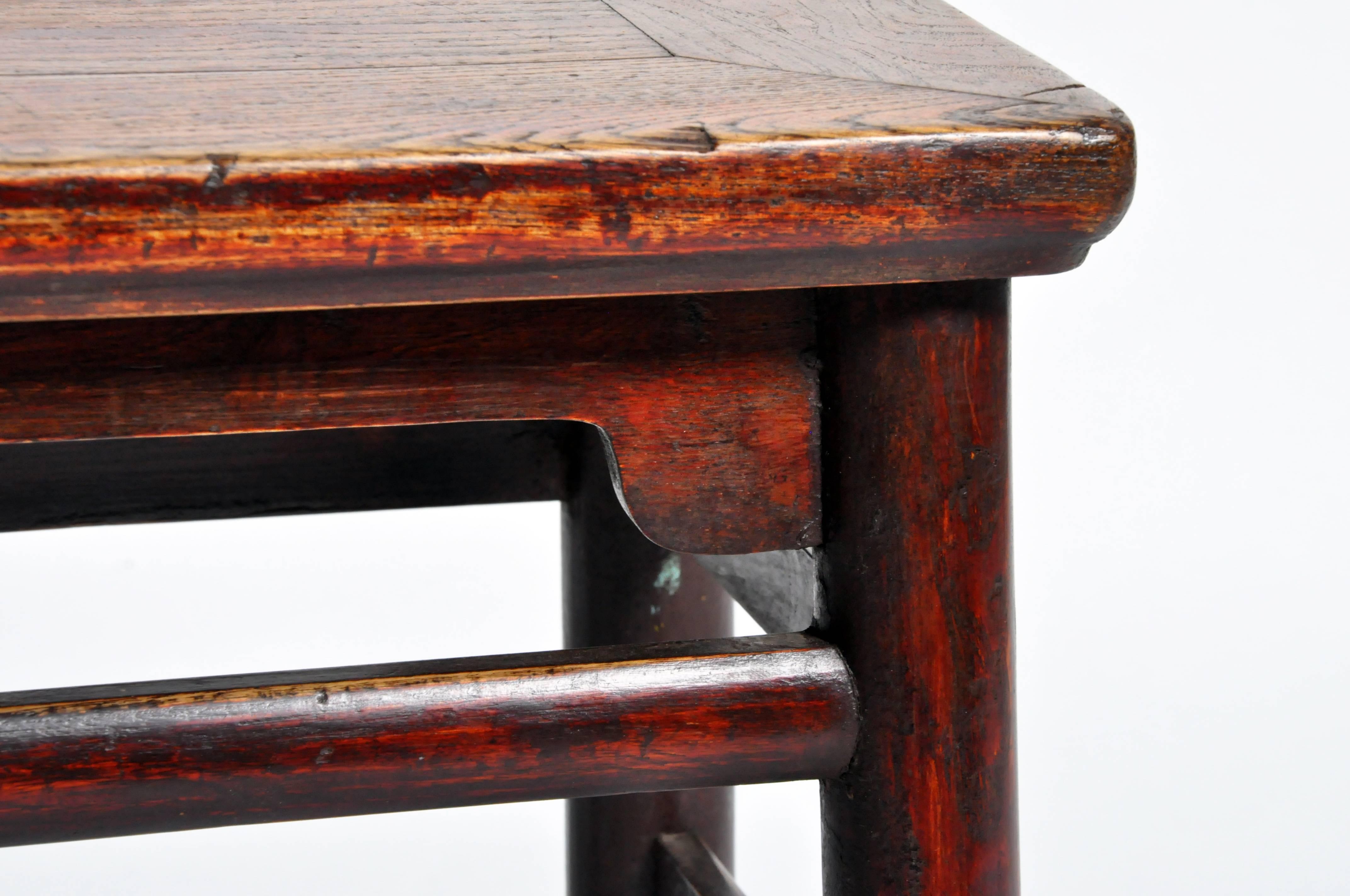 Qing Dynasty Chinese Stool with Round Legs and Original Lacquer 4